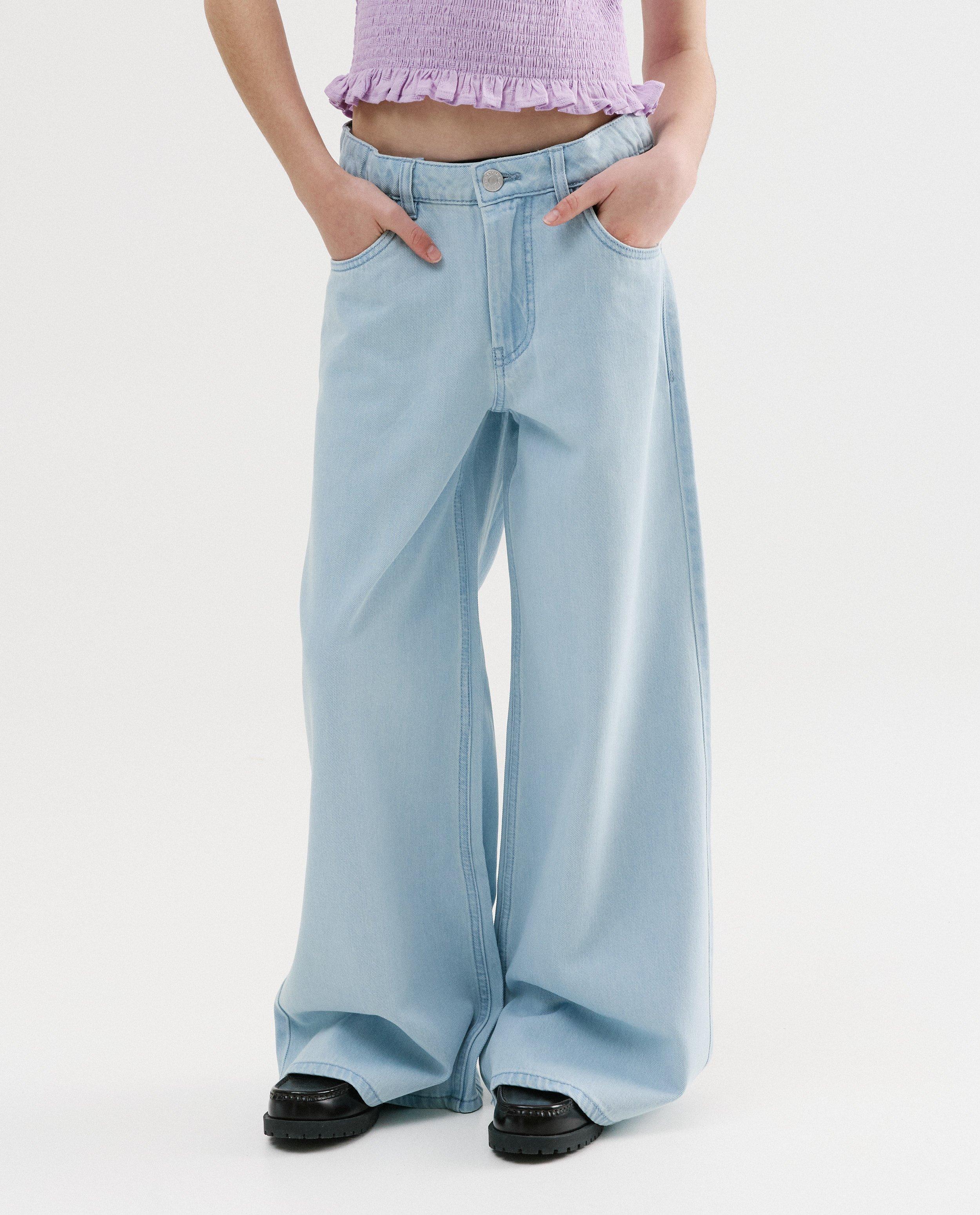 Jean bleu clair avec n&oelig;uds, wide fit, 134-176 - D&eacute;tails du produit - bleu clair - image num&eacute;ro 3