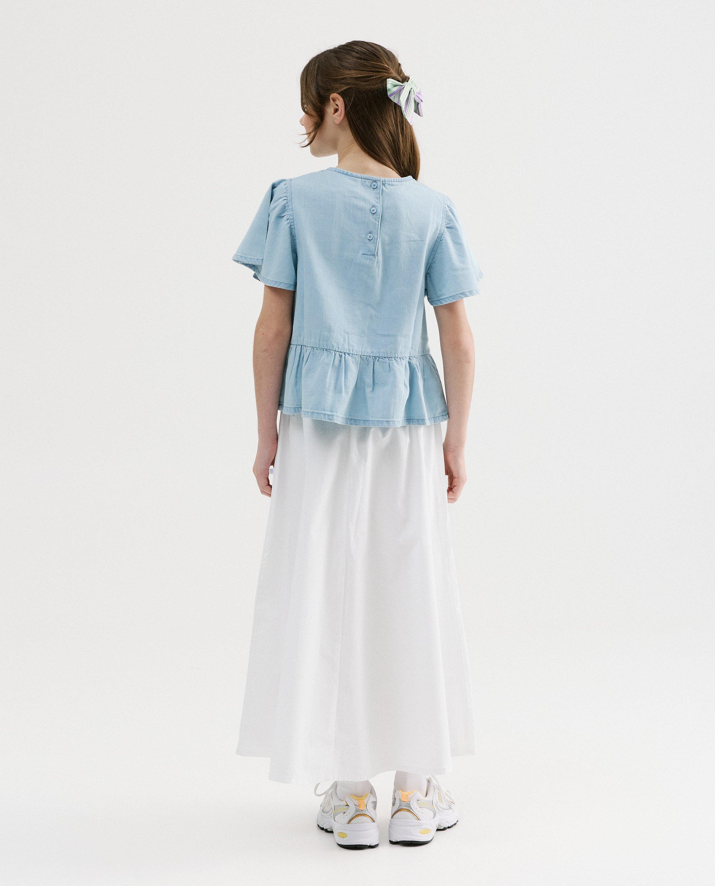 Blouse en jean avec n&oelig;uds, 134-176 - D&eacute;tails du produit - bleu clair - image num&eacute;ro 3
