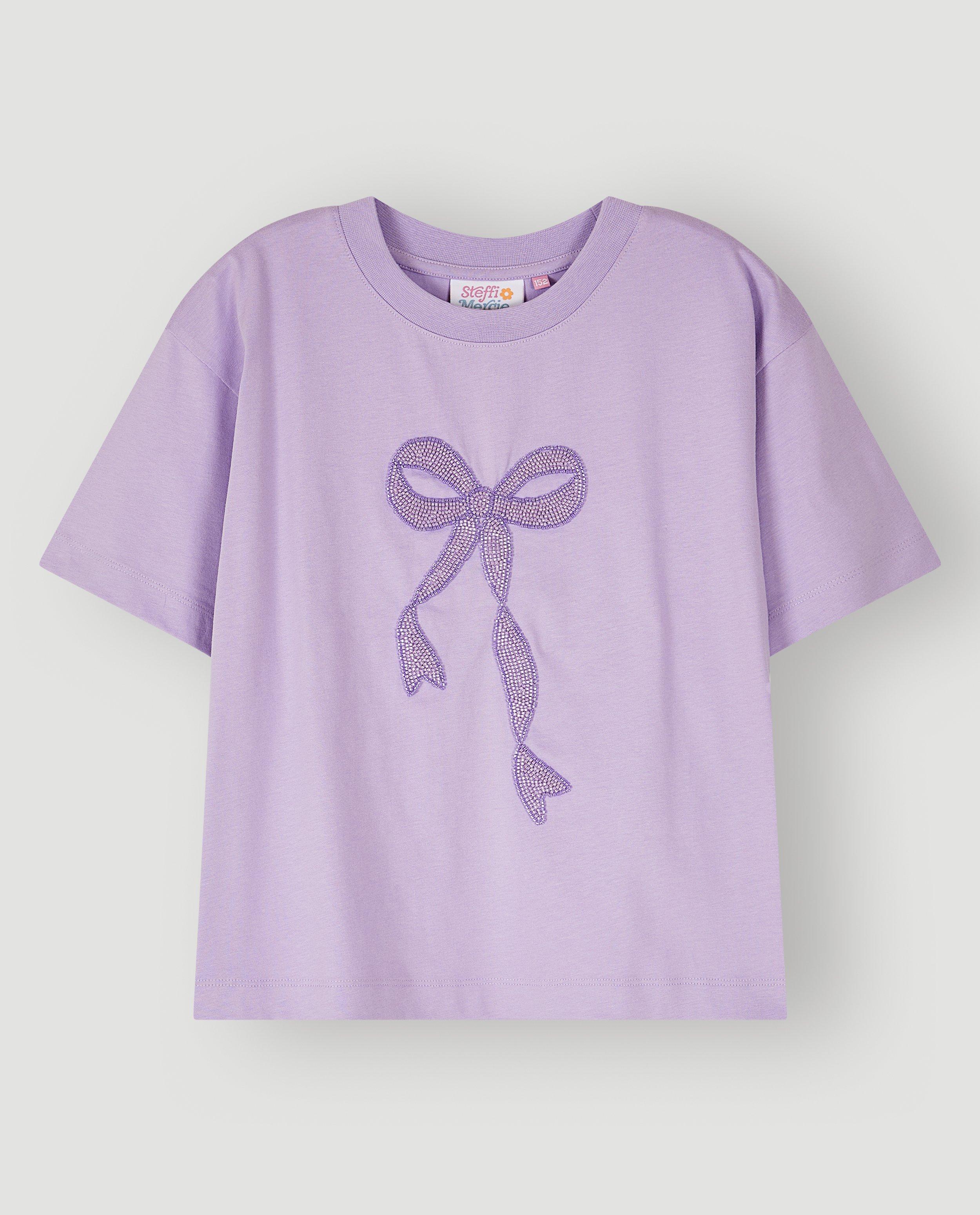 T-shirt avec n&oelig;ud en perles, relaxed fit, 134-176 - D&eacute;tails du produit - lilas - image num&eacute;ro 4