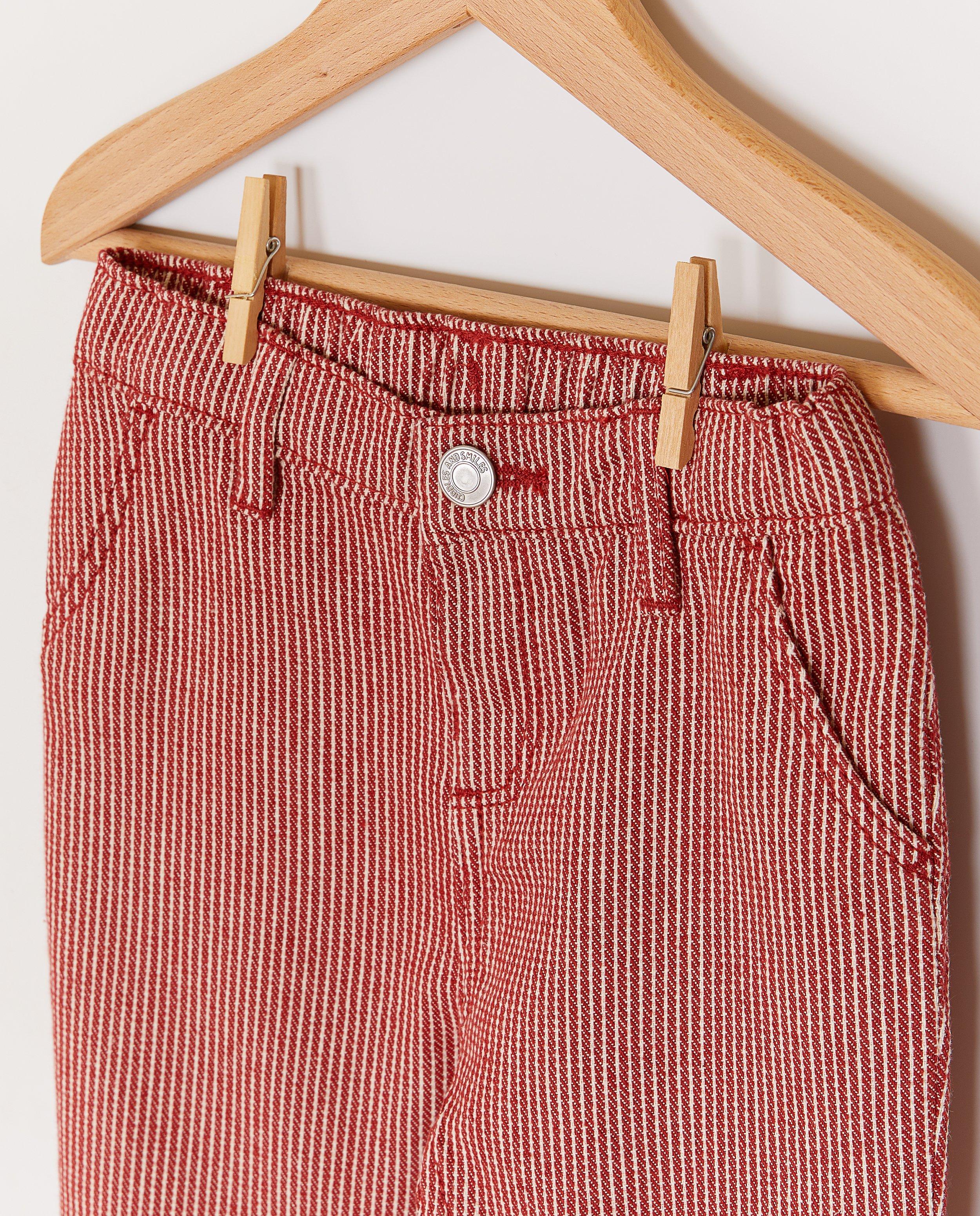 Pantalon &agrave; fines rayures - D&eacute;tails du produit - rouge - image num&eacute;ro 3