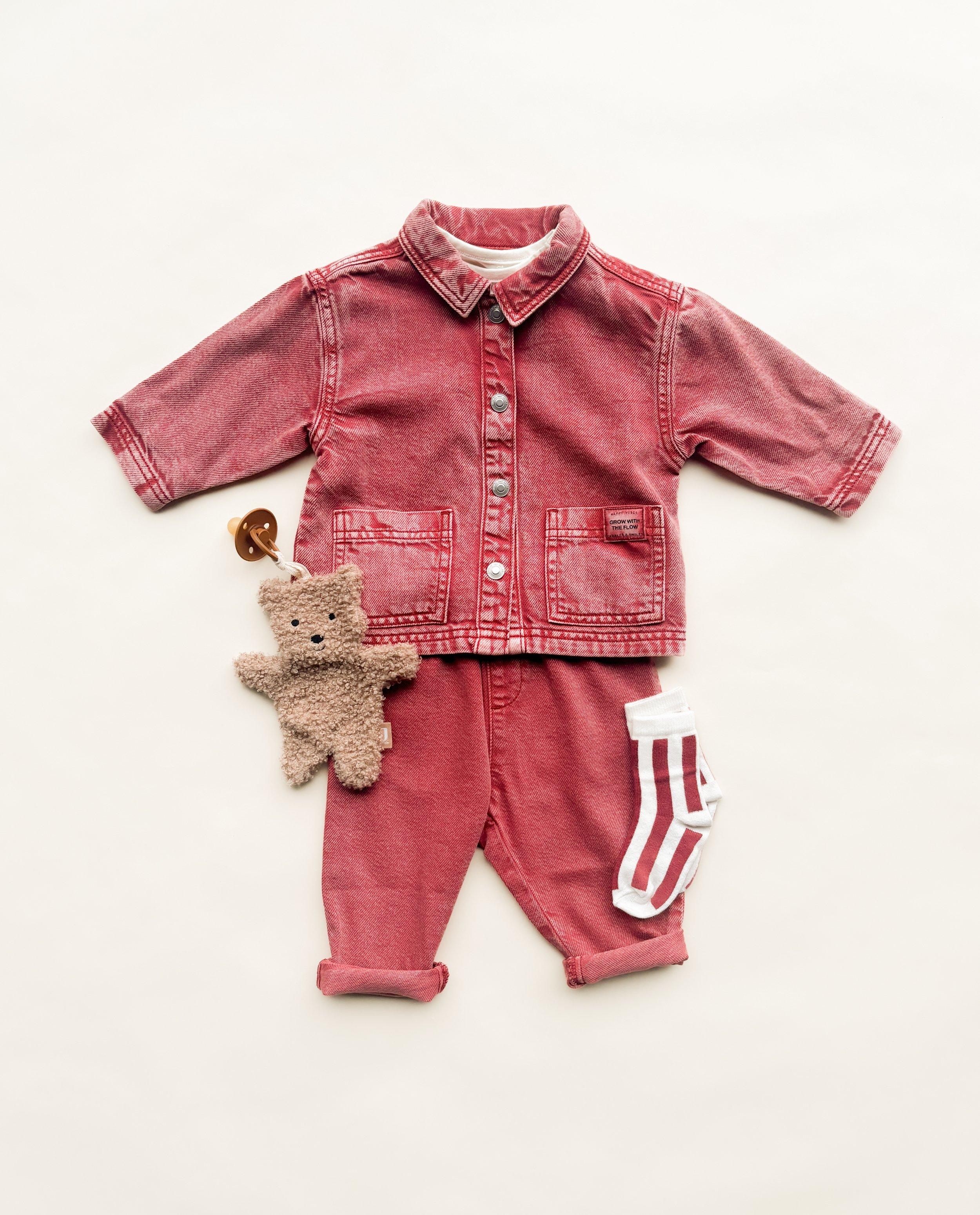 Chemise rouge en jeans, effet d&eacute;lav&eacute; - D&eacute;tails du produit - rouge - image num&eacute;ro 6