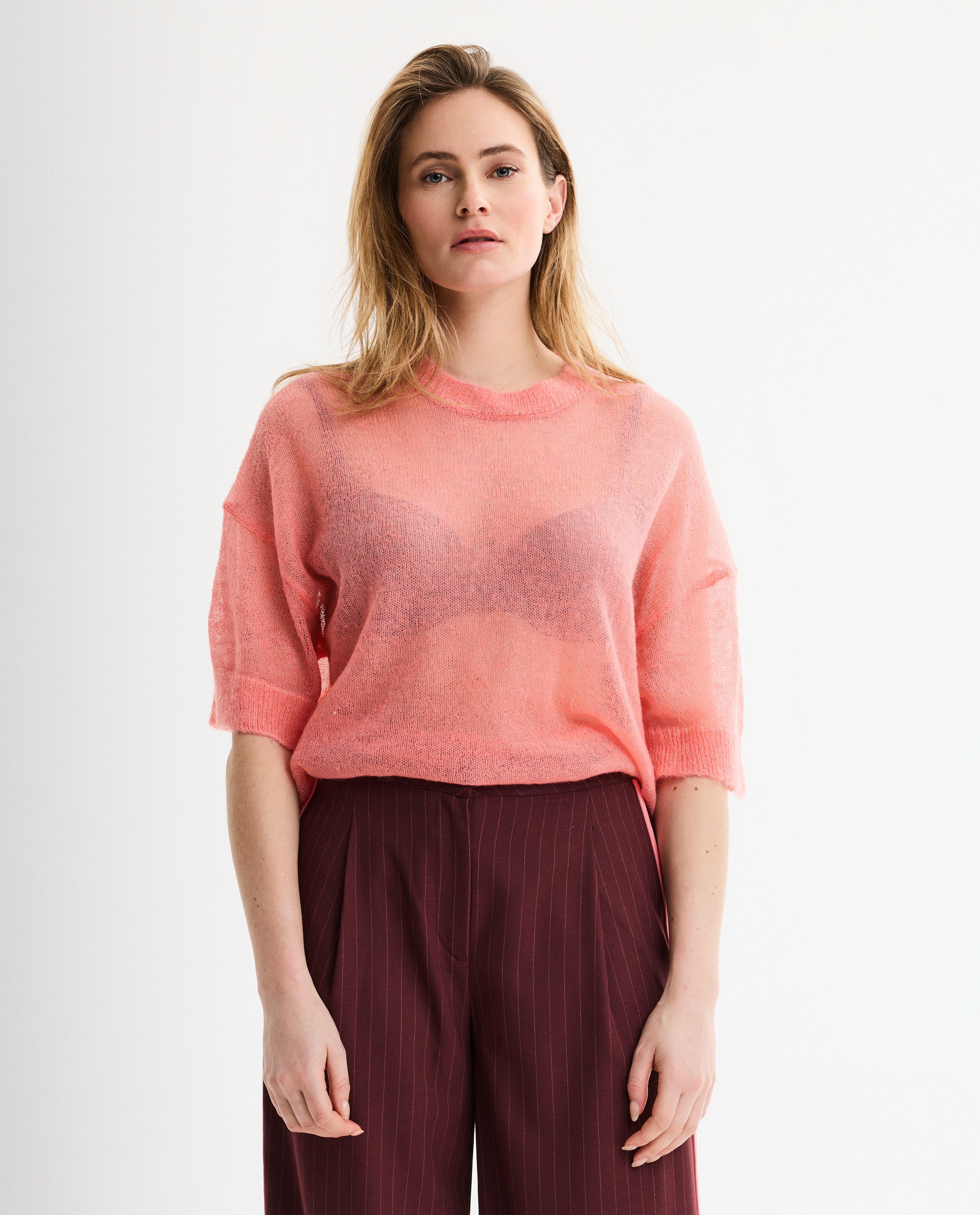 Trui van semi-transparante brei - Product Detail - roze - afbeelding nummer 1