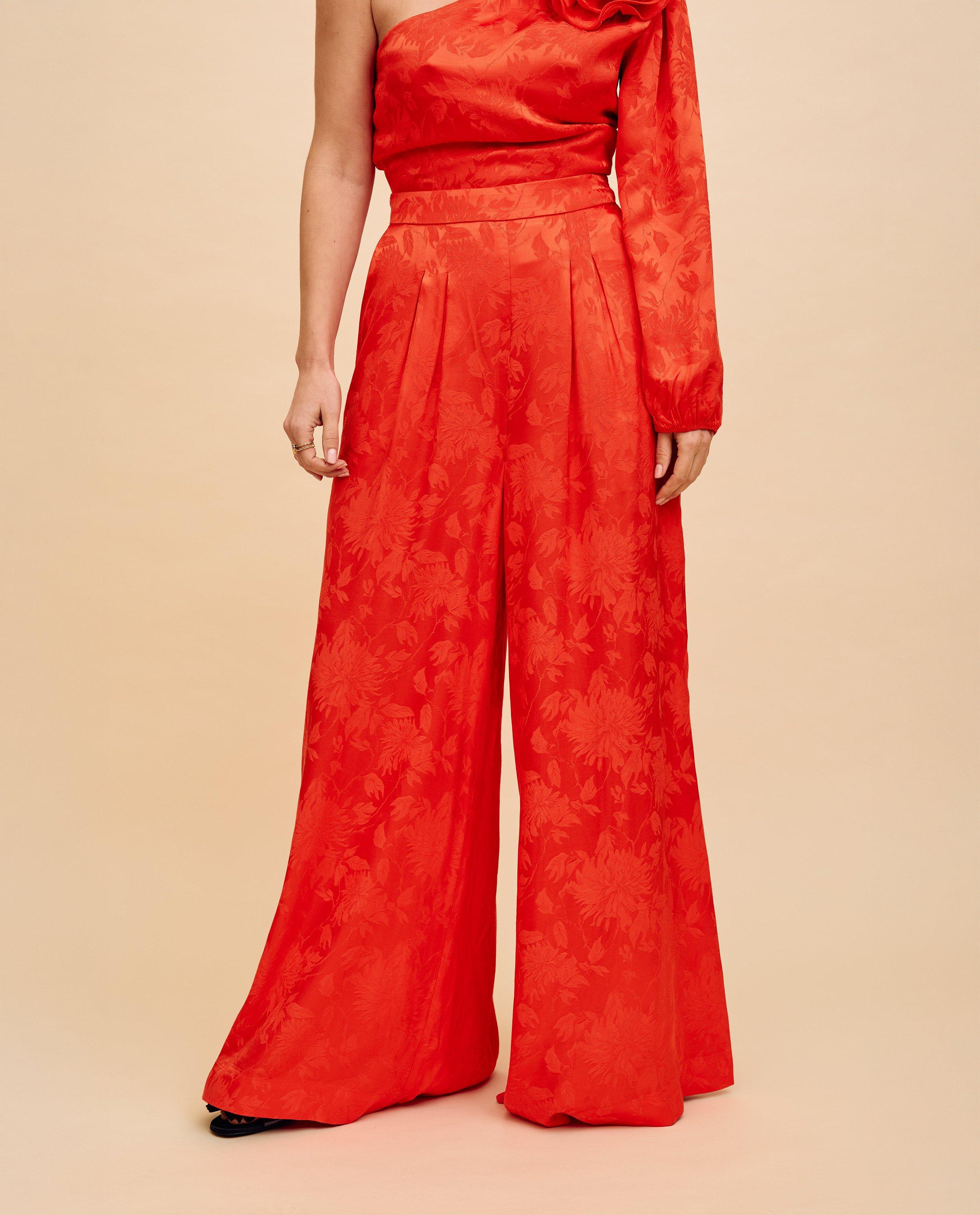 Broek met bloemenpatroon, wide leg fit - Product Detail - oranje - afbeelding nummer 4