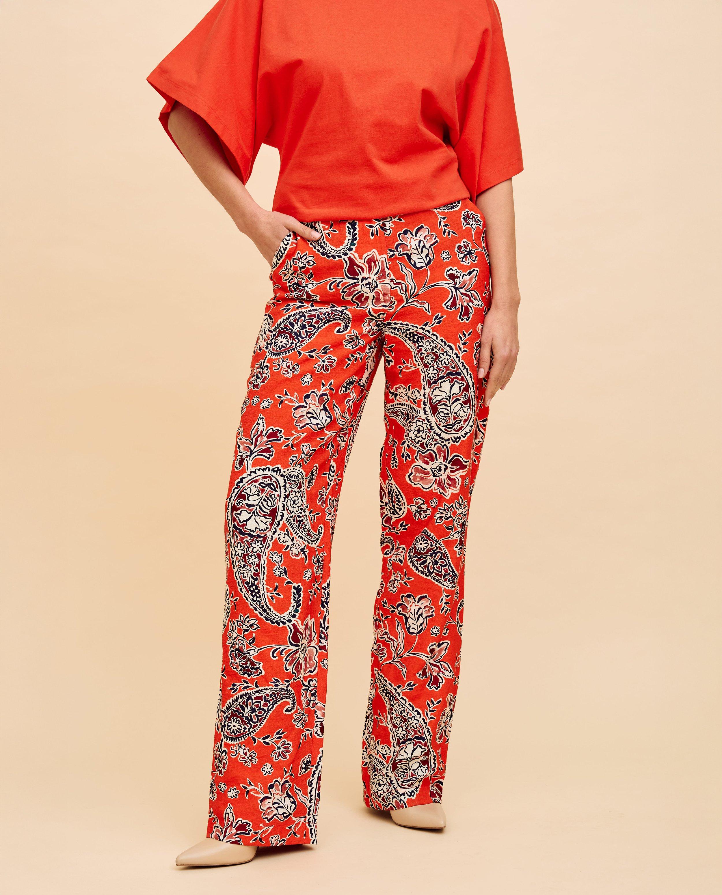 Pantalon textur&eacute;, wide leg fit - D&eacute;tails du produit - orange - image num&eacute;ro 4