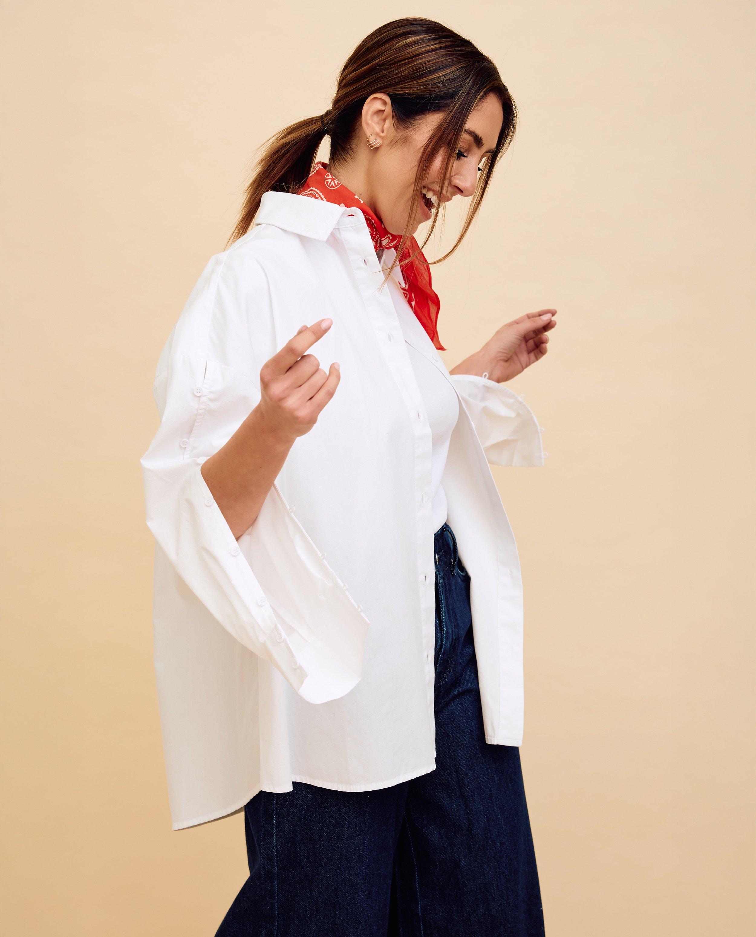 Chemise avec boutons aux manches - D&eacute;tails du produit - blanc - image num&eacute;ro 2