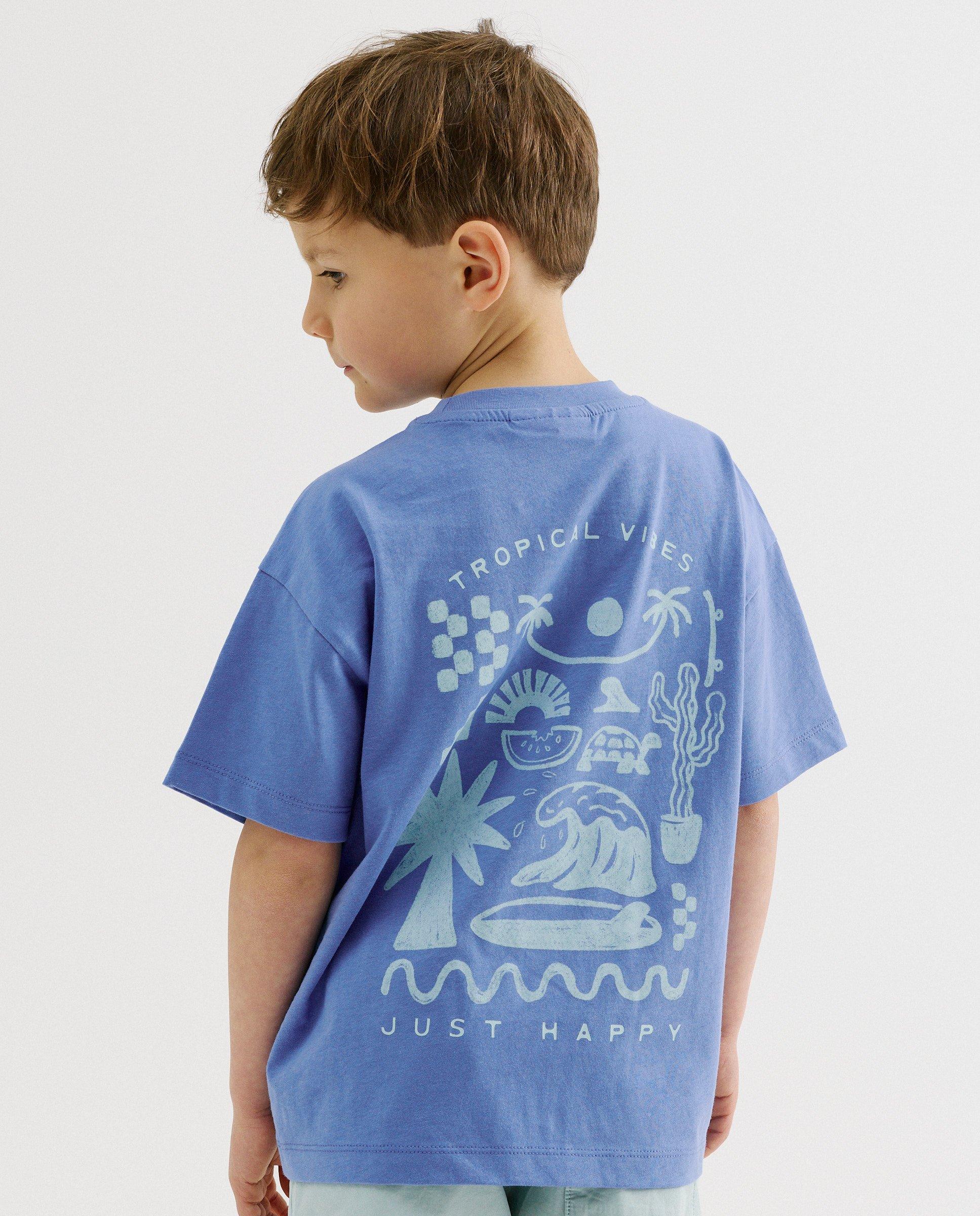T-shirt &agrave; imprim&eacute; au dos, loose fit - D&eacute;tails du produit - bleu - image num&eacute;ro 1