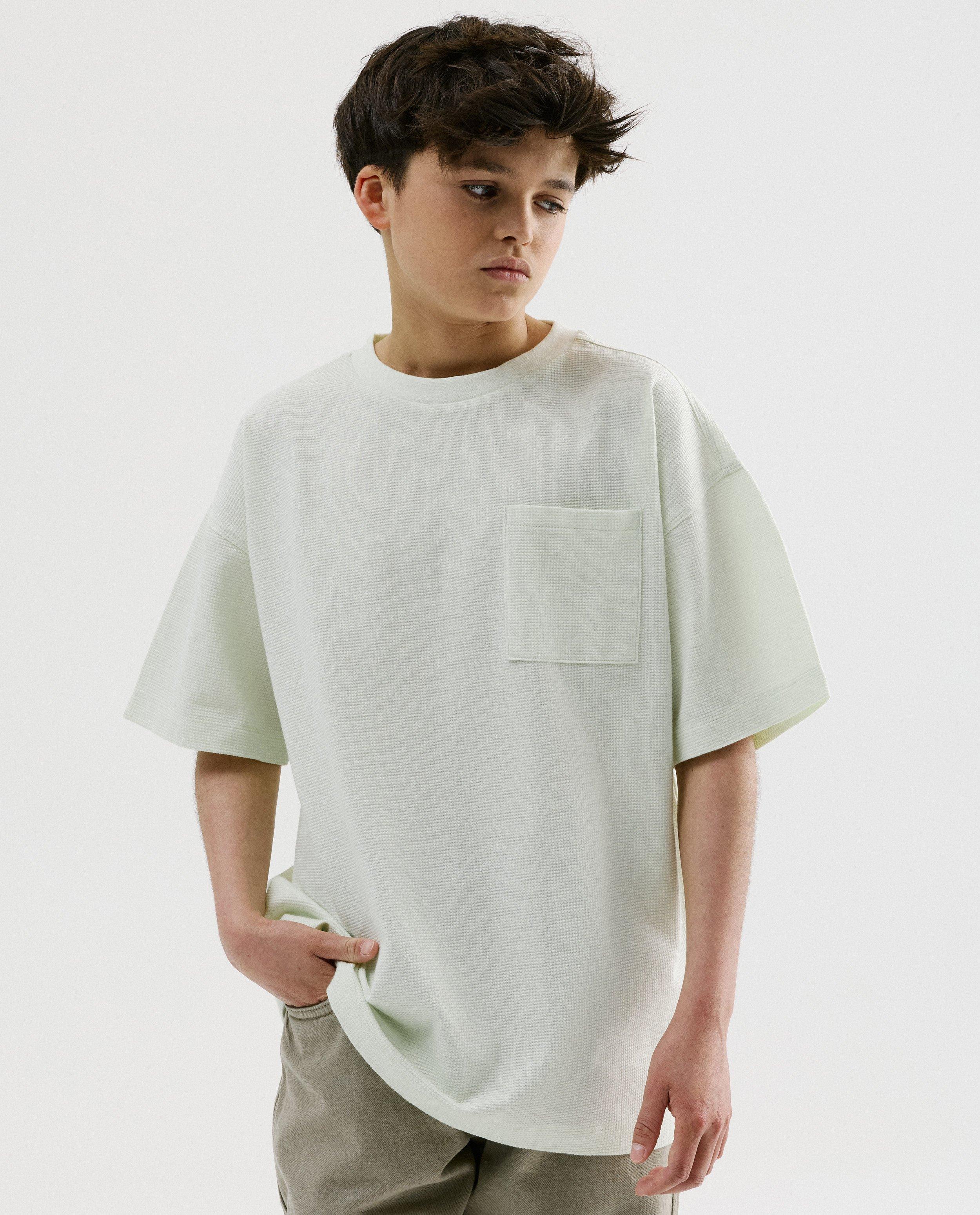 T-shirt met wafelpatroon, loose fit