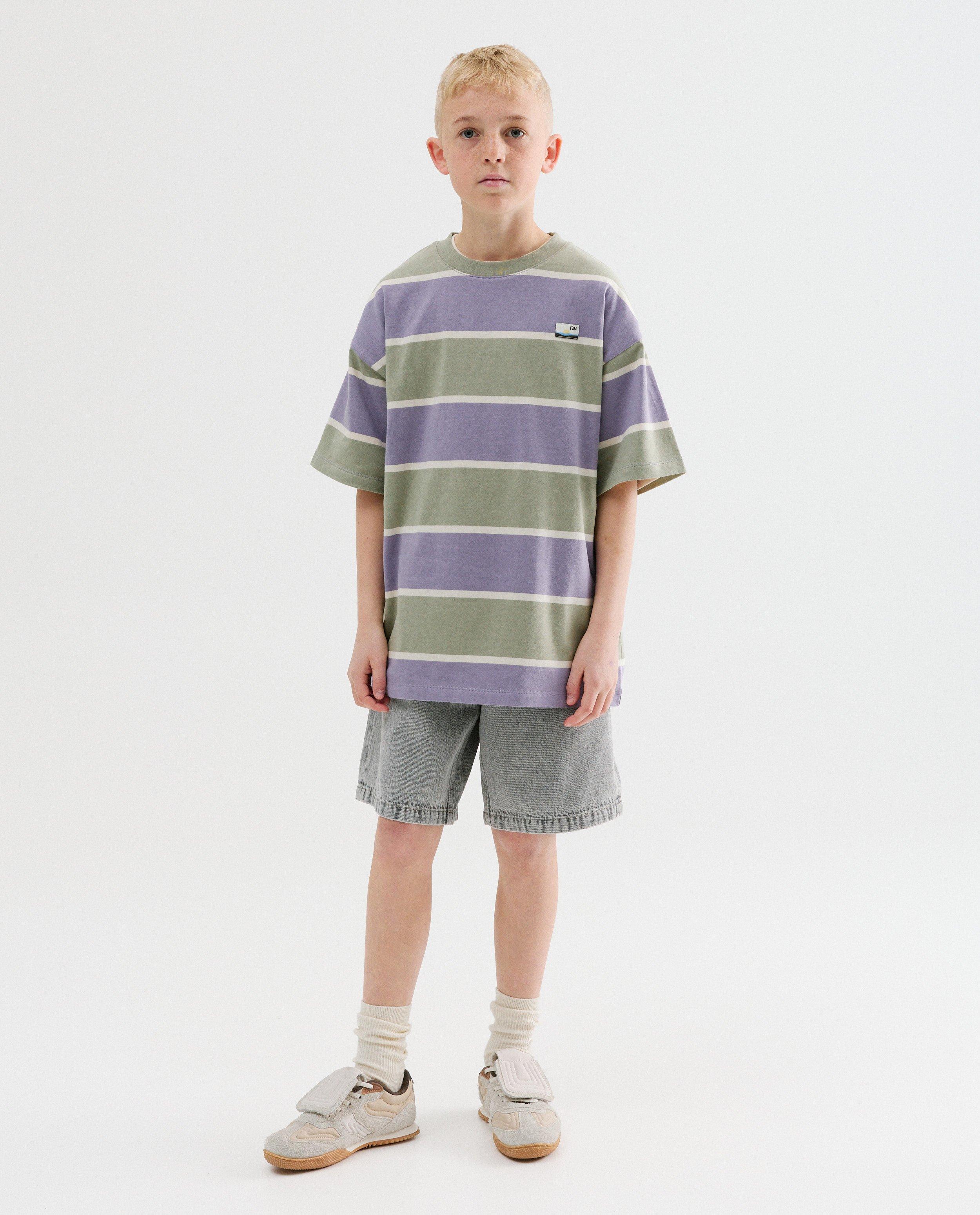Short en jean gris en 100% coton bio, 128-164 - D&eacute;tails du produit - gris clair - image num&eacute;ro 1