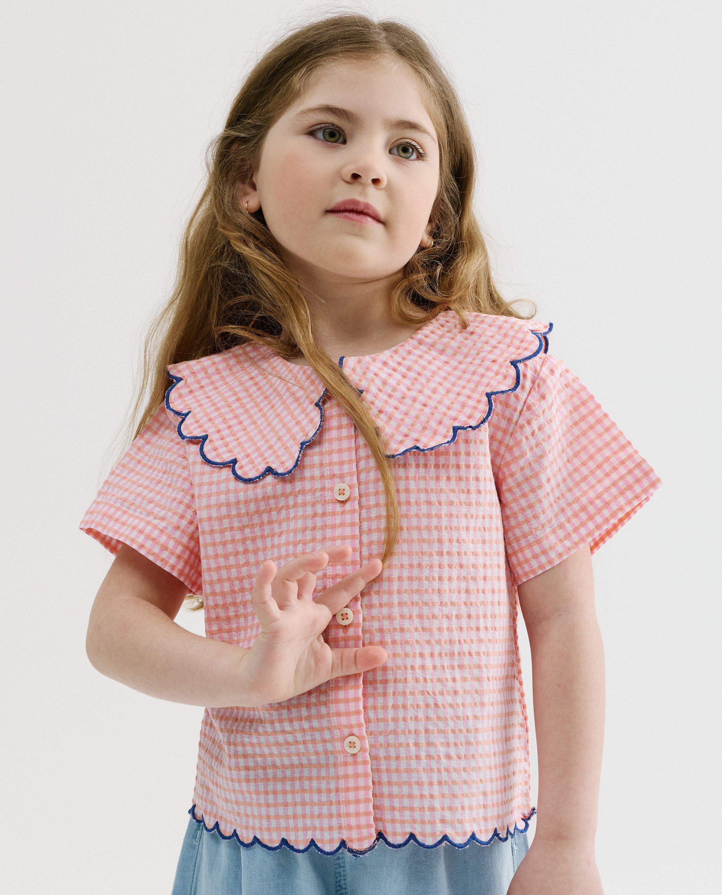 Blouse avec texture - D&eacute;tails du produit - orange clair - image num&eacute;ro 1