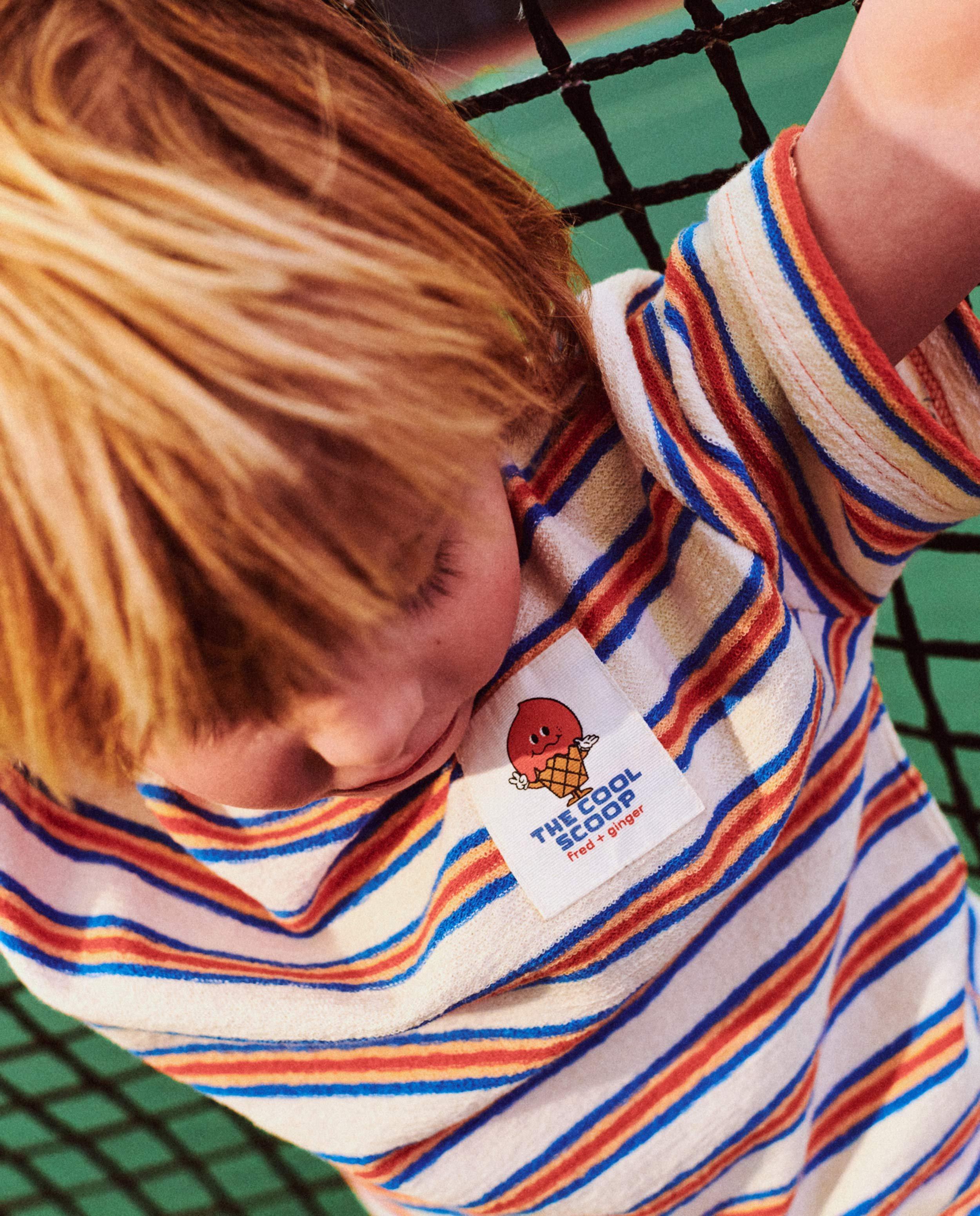 T-shirt avec rayures, loose fit - D&eacute;tails du produit - beige clair - image num&eacute;ro 1