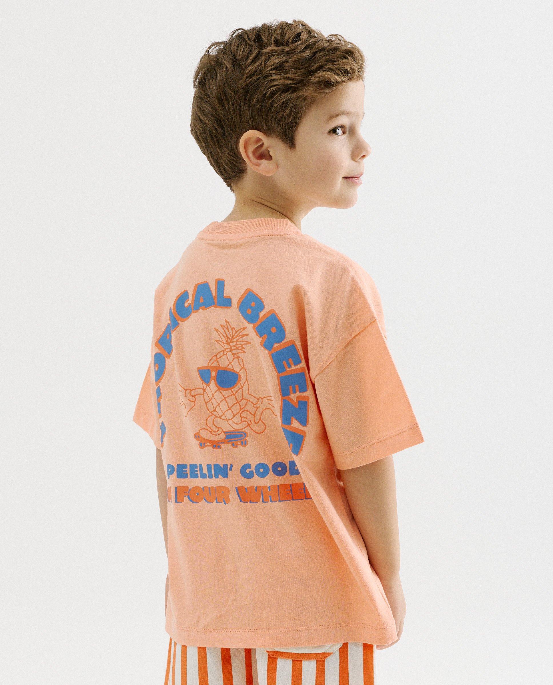 T-shirt avec imprim&eacute; au dos - D&eacute;tails du produit - orange - image num&eacute;ro 1