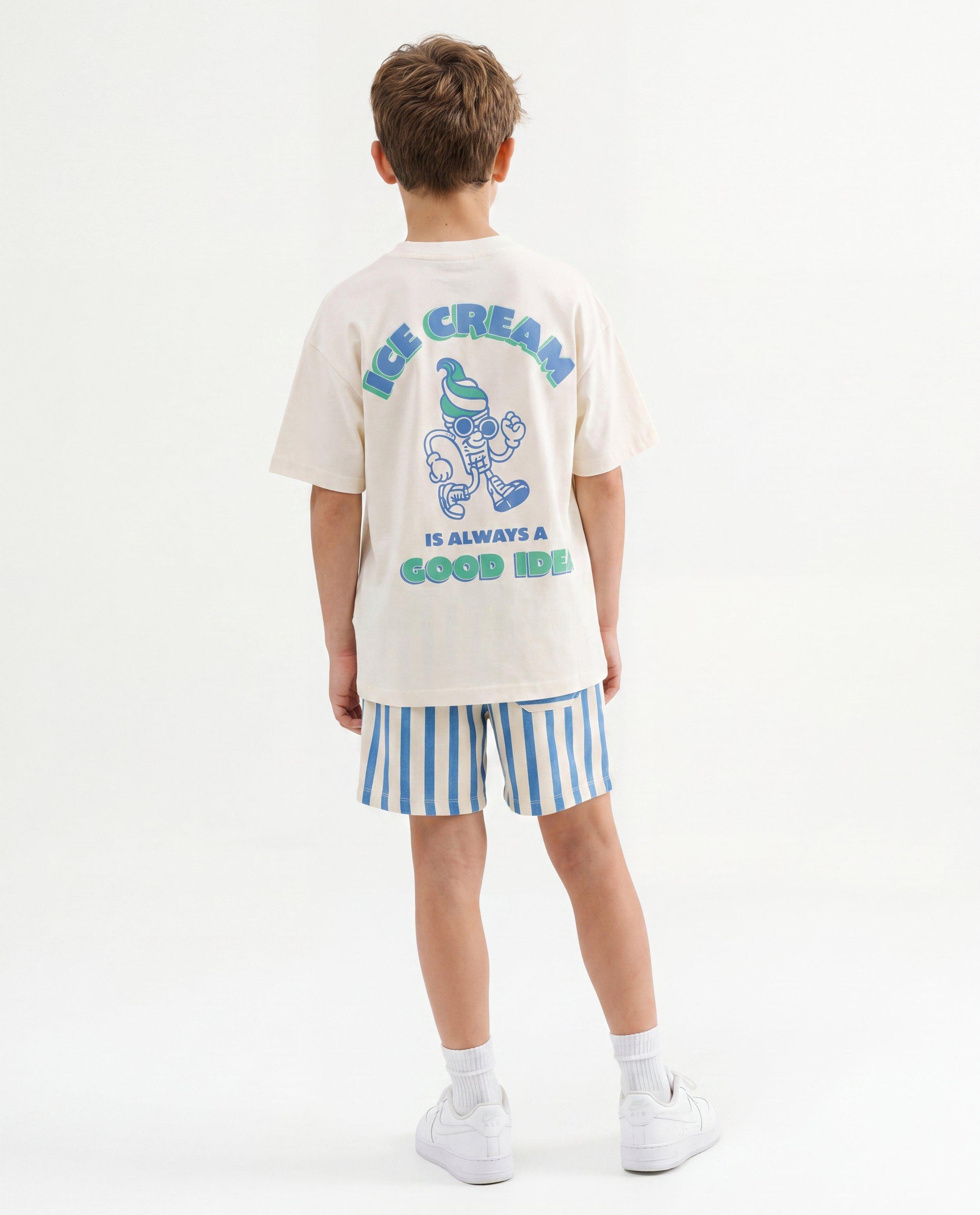 Short en sweat avec rayures - D&eacute;tails du produit - bleu - image num&eacute;ro 2