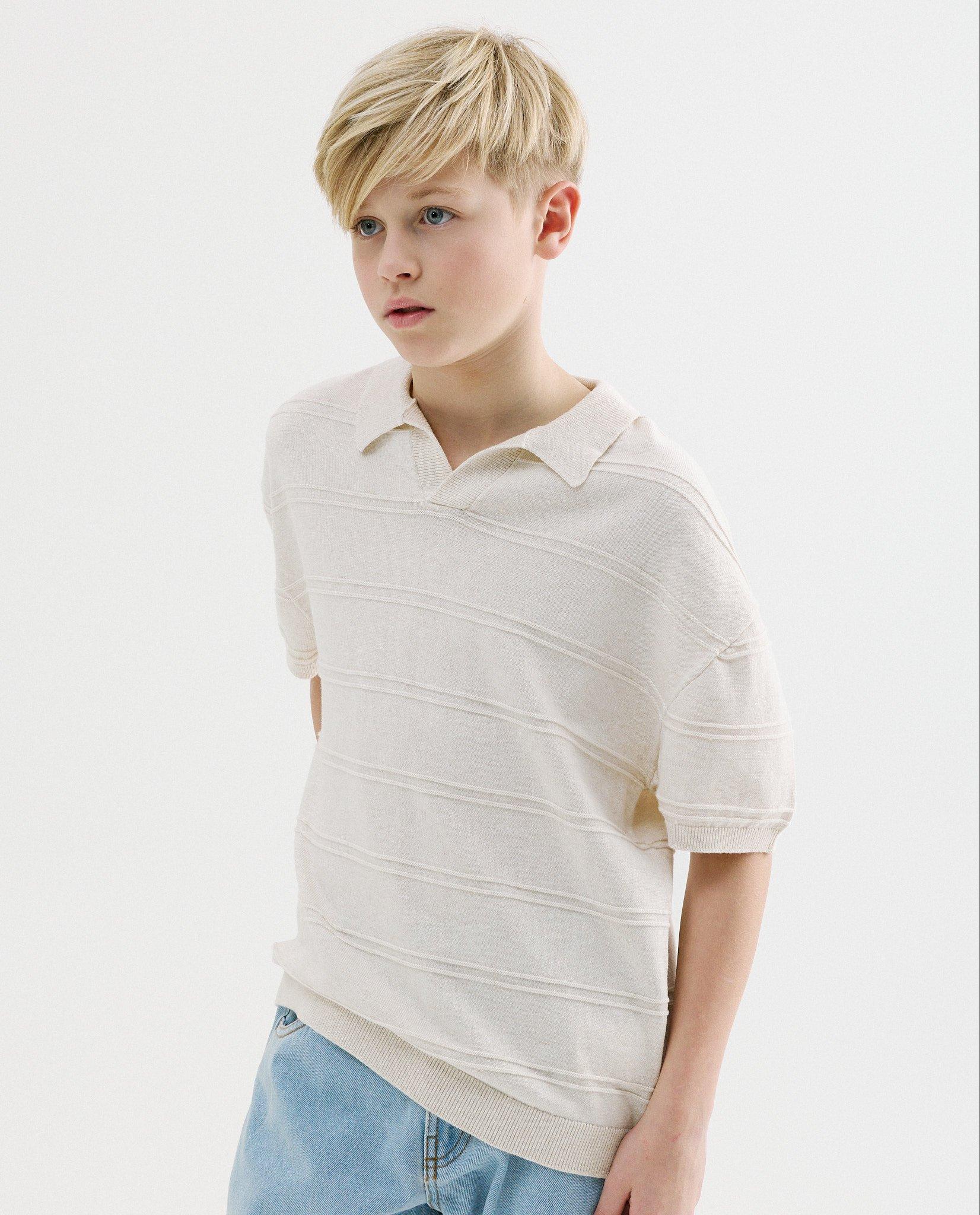 Polo met textuur - Product Detail - wit - afbeelding nummer 1