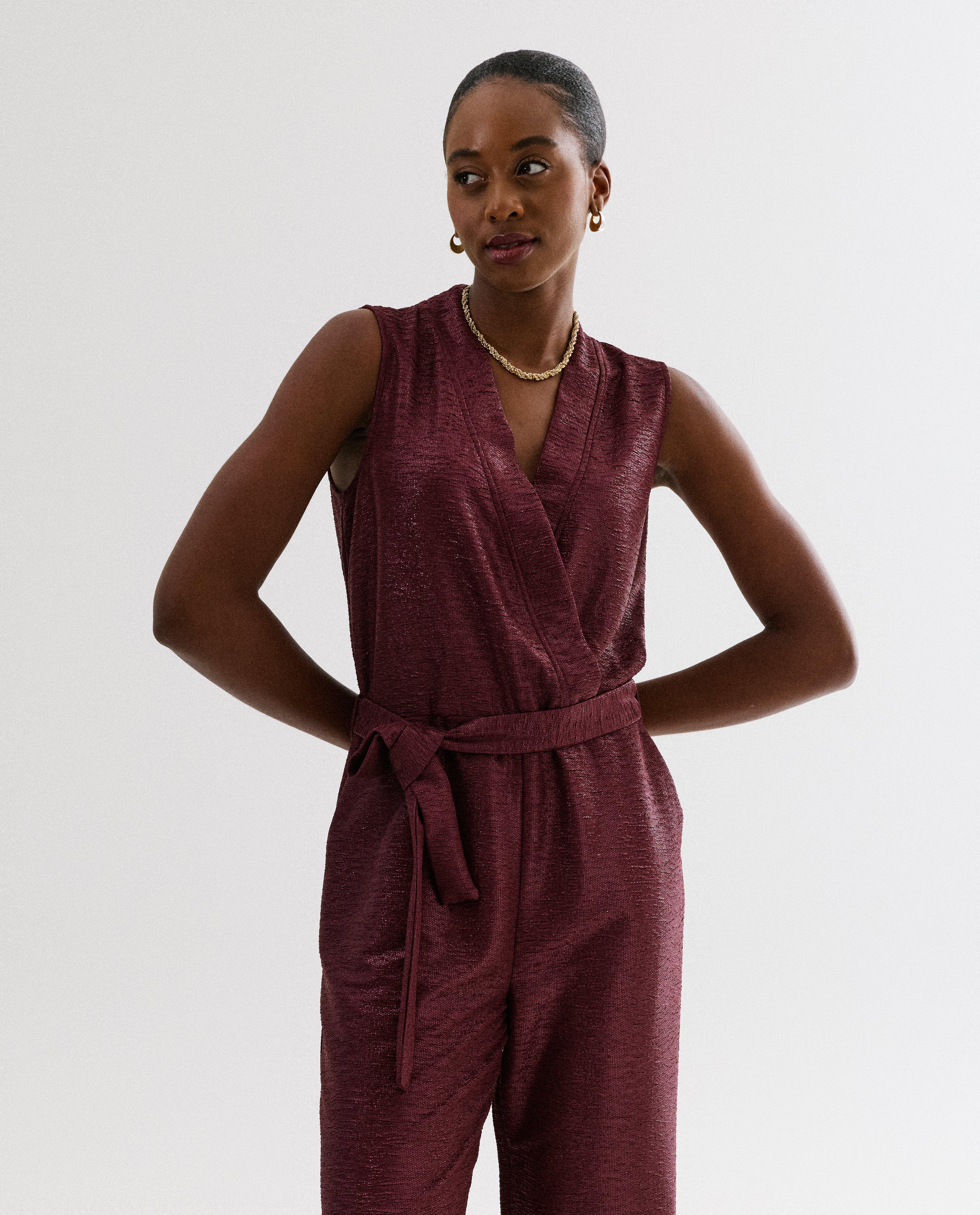 Jumpsuit met metallic details - Product Detail - donkerrood - afbeelding nummer 3