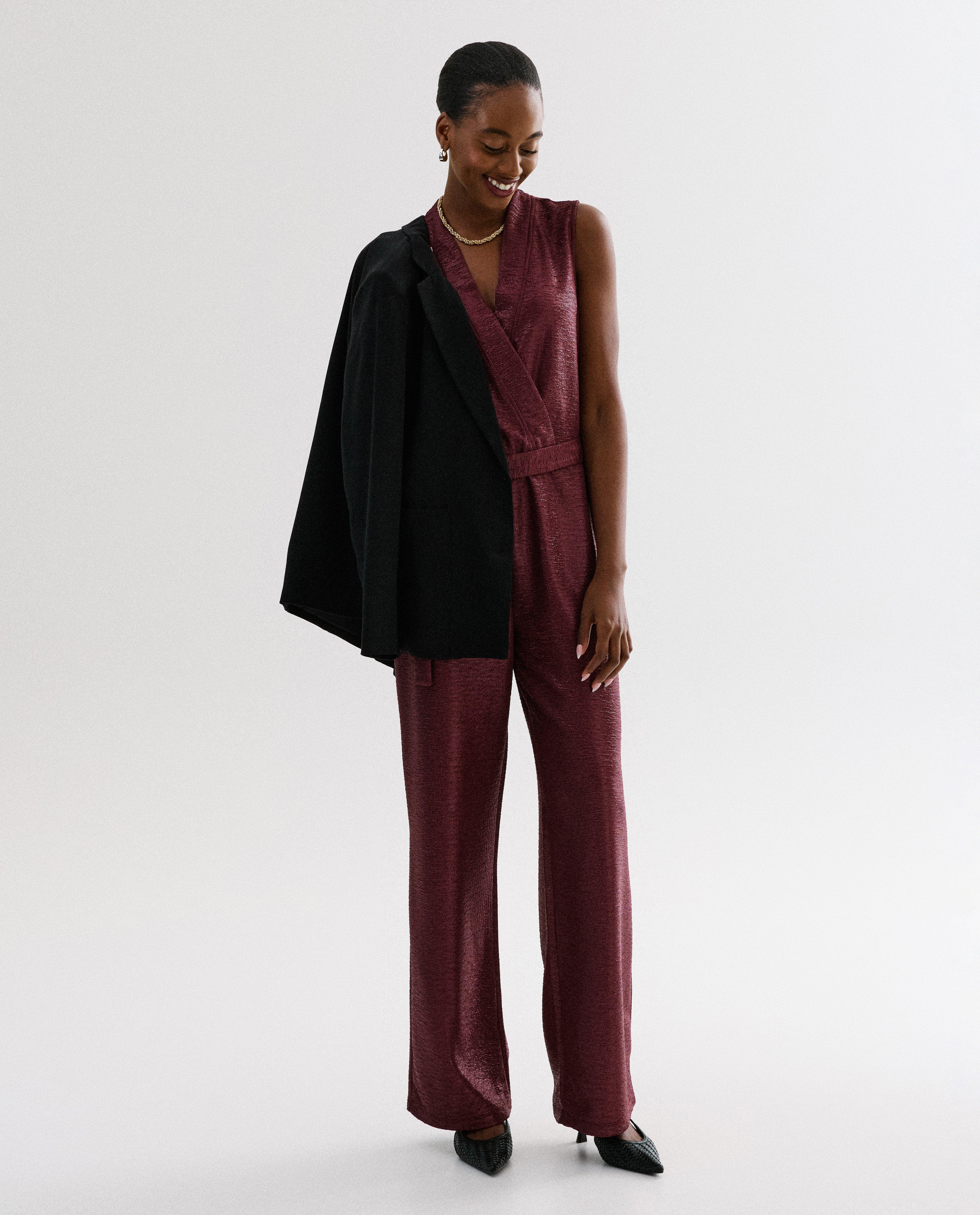Jumpsuit met metallic details - Product Detail - donkerrood - afbeelding nummer 4