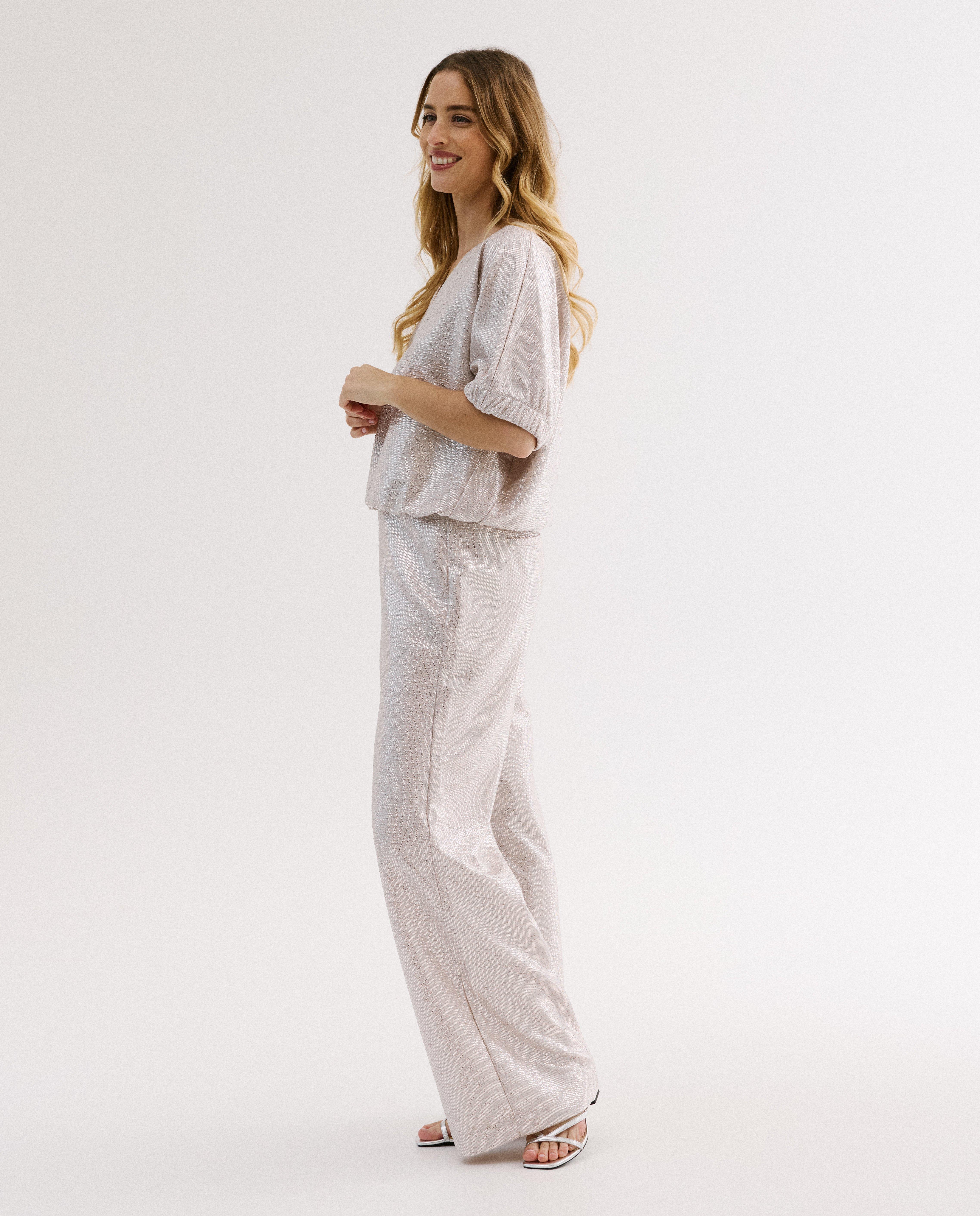 Broek met metallic details - Product Detail - beige - afbeelding nummer 1