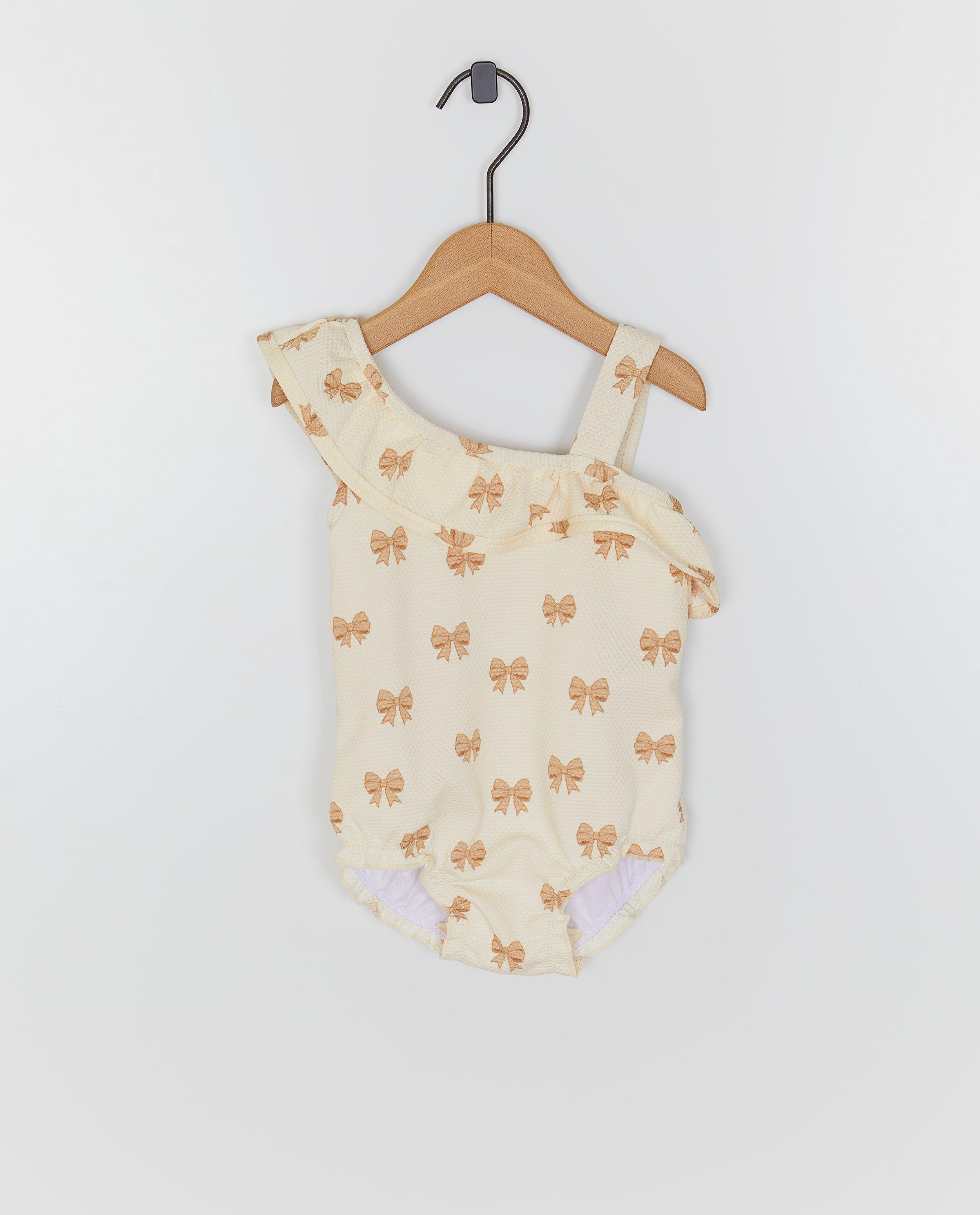 Maillot de bain avec imprim&eacute; n&oelig;uds, UPF 50+ - D&eacute;tails du produit - blanc - image num&eacute;ro 1