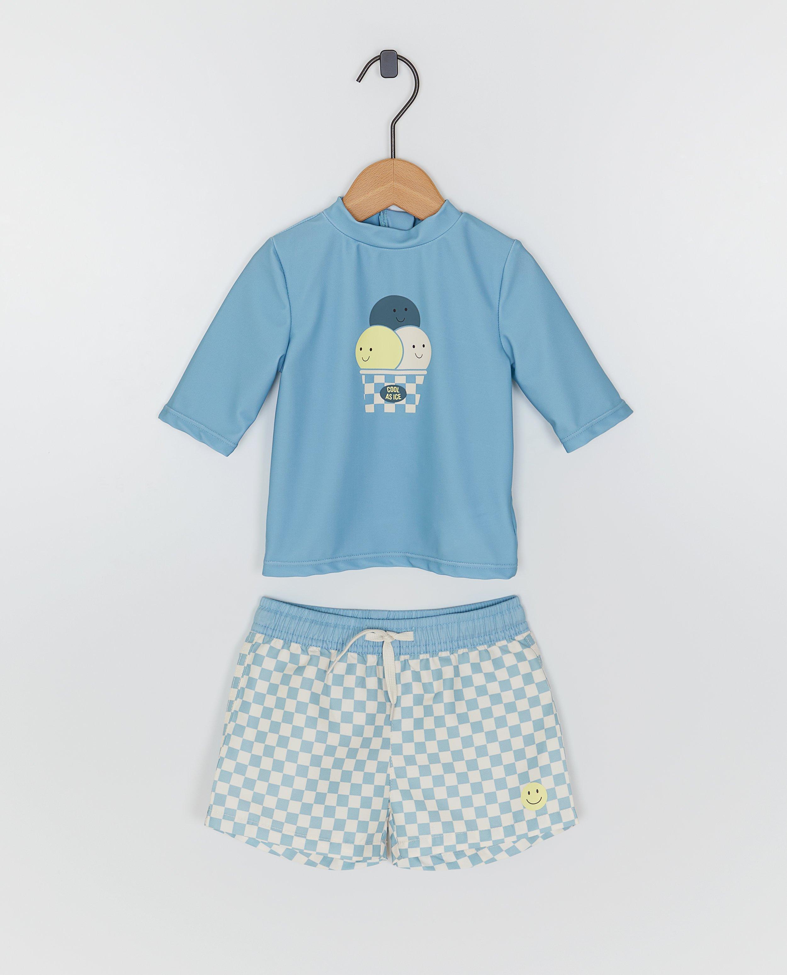 Zwemset: top + short met print, UPF 50+ - Product Detail - lichtblauw - afbeelding nummer 1