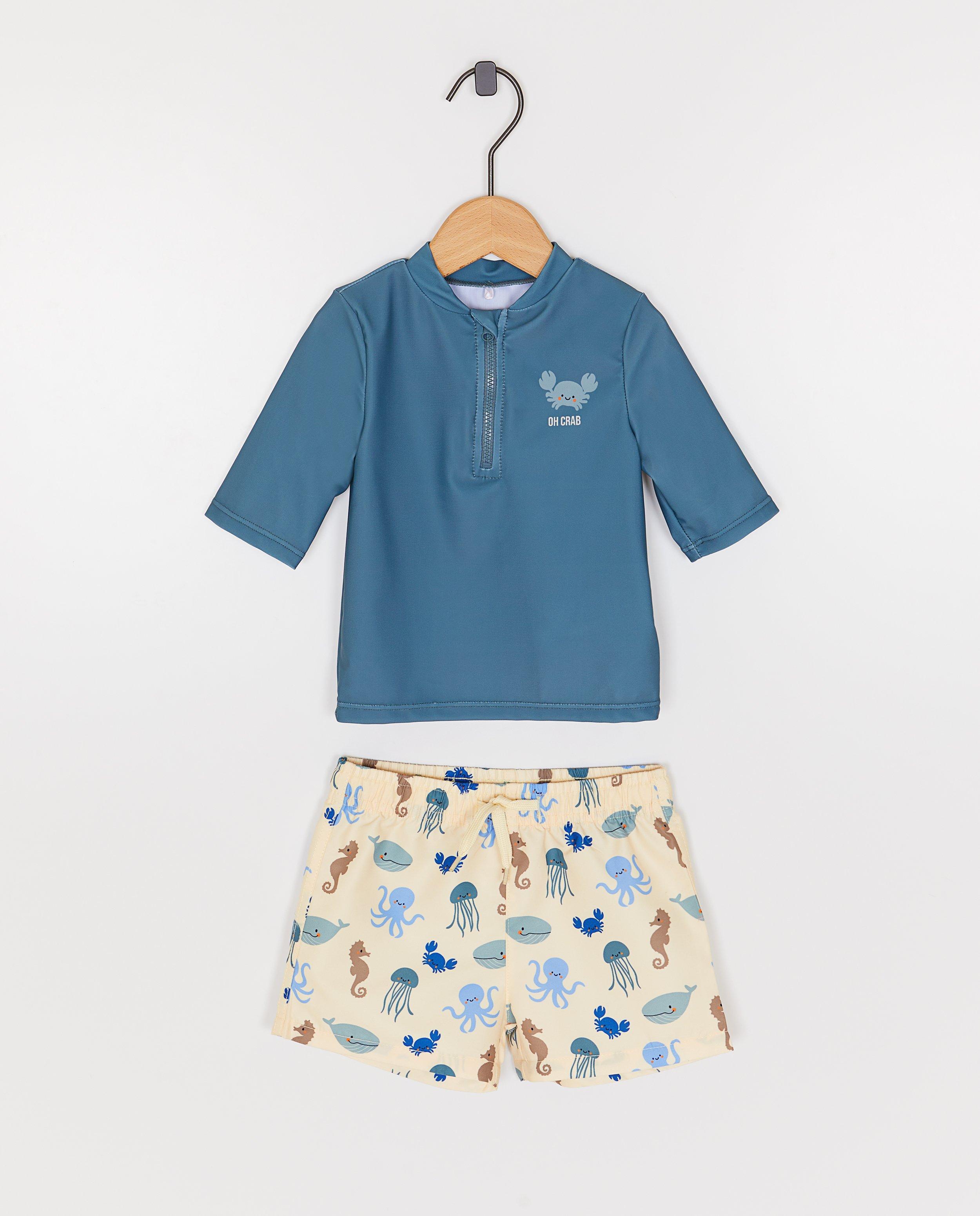 Zwemset: top + short met print zeedieren, UPF 50+ - Product Detail - khaki - afbeelding nummer 1