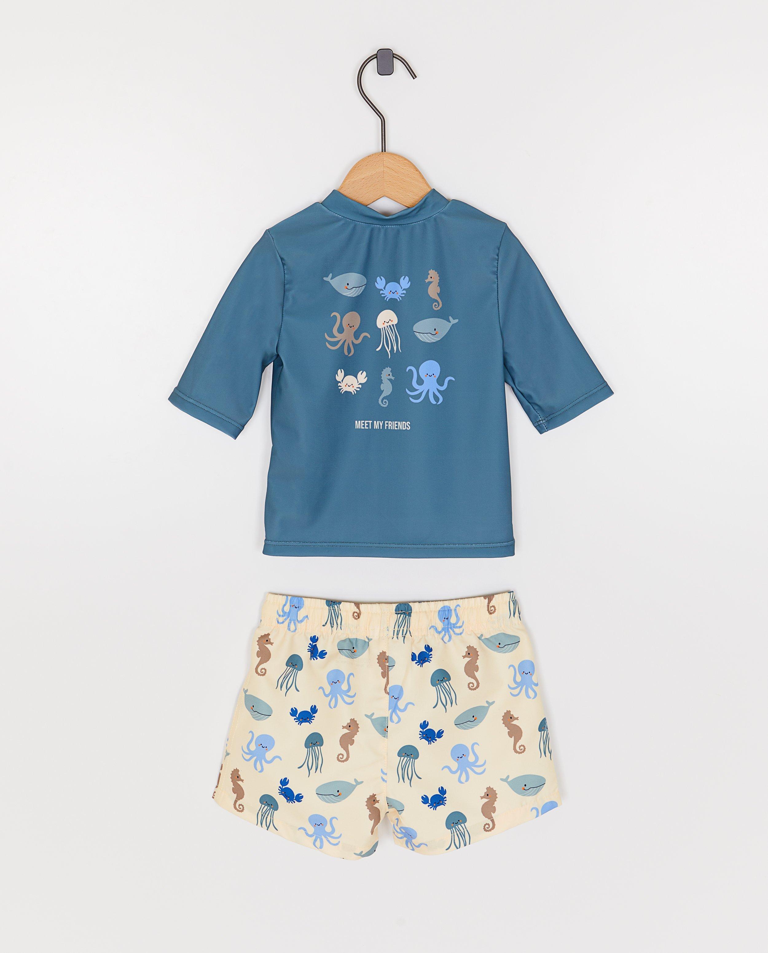 Zwemset: top + short met print zeedieren, UPF 50+ - Product Detail - khaki - afbeelding nummer 2