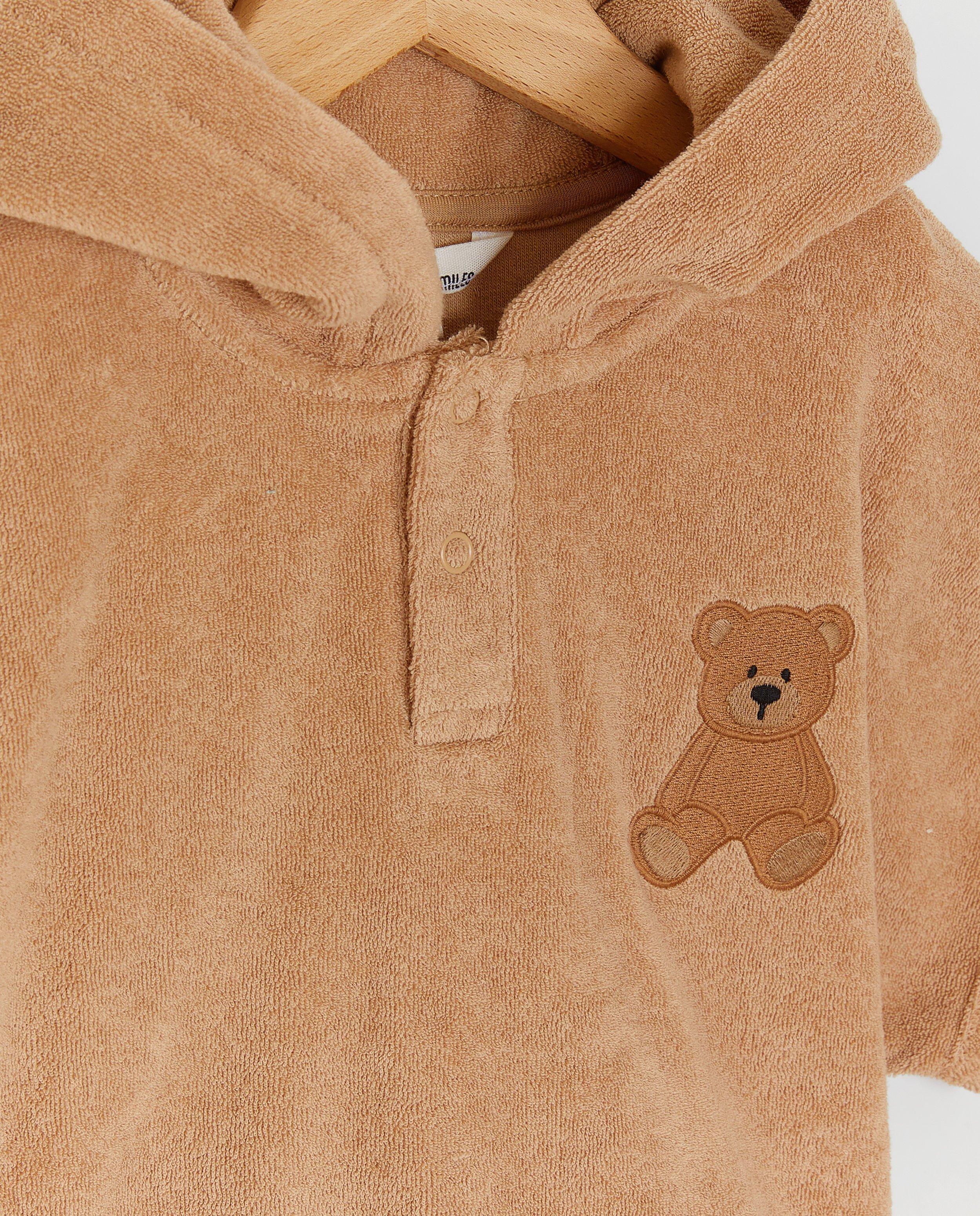 Poncho de bain avec imprim&eacute; ours - D&eacute;tails du produit - beige - image num&eacute;ro 3