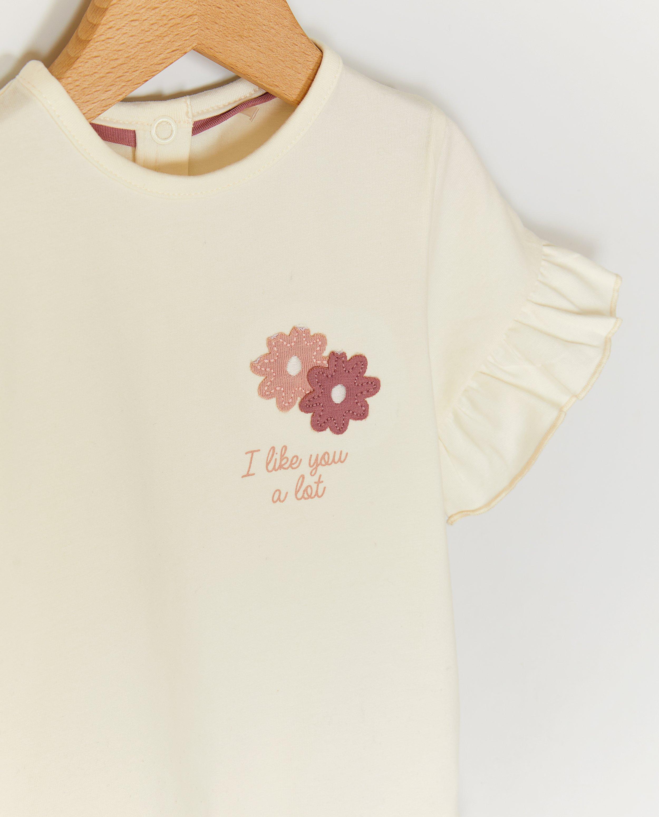 T-shirt avec fleurs - D&eacute;tails du produit - blanc - image num&eacute;ro 3