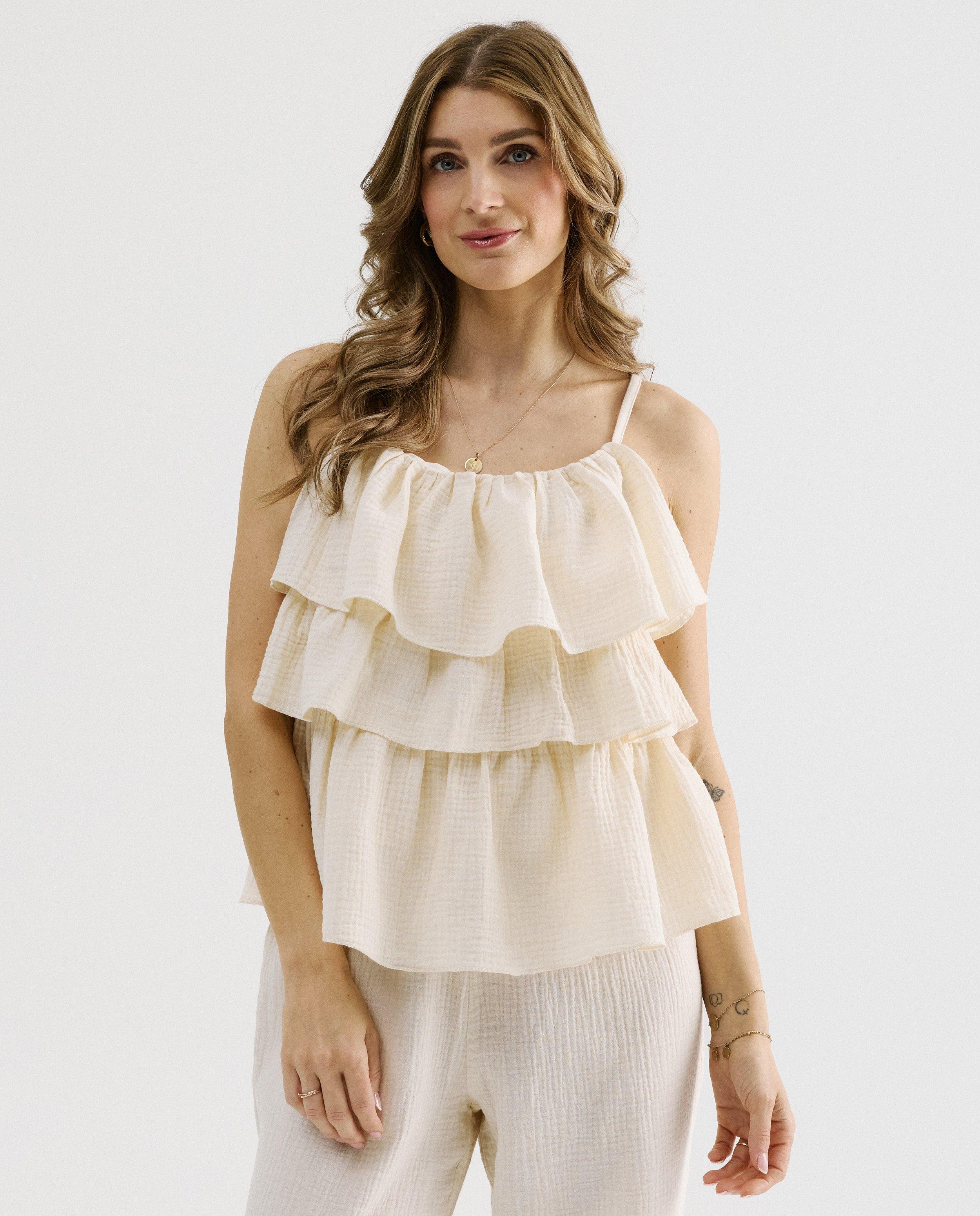 Top avec volants - D&eacute;tails du produit - beige clair - image num&eacute;ro 1