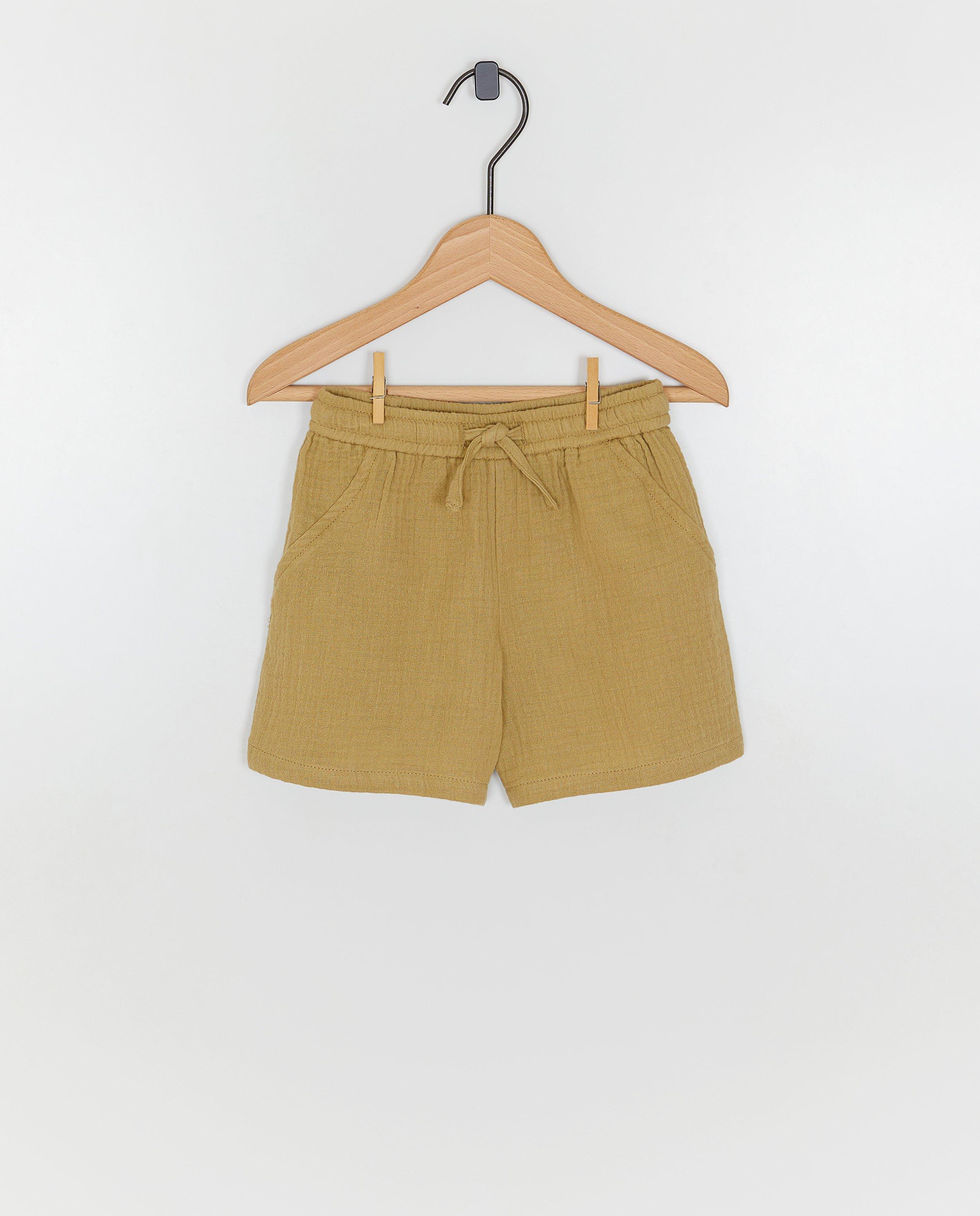 Short en t&eacute;tra, baggy fit, 62-92 - D&eacute;tails du produit - khaki - image num&eacute;ro 1
