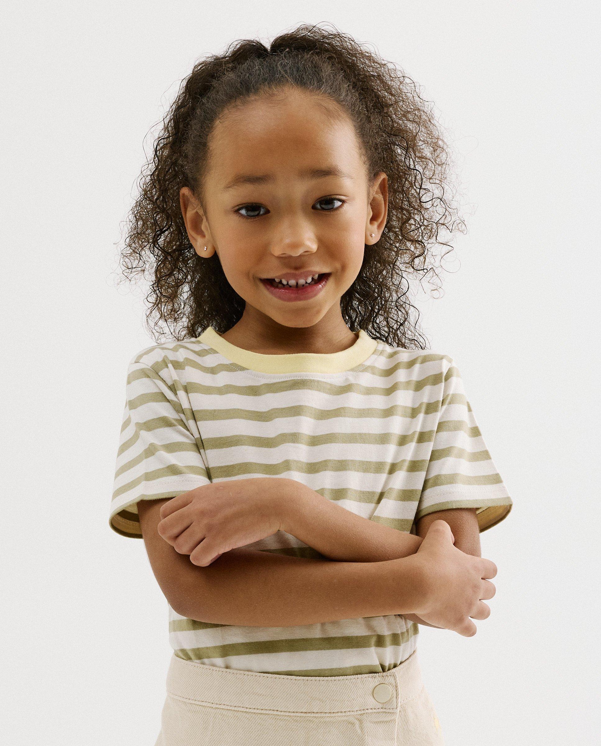 T-shirt met strepen, loose fit, unisex, 98-134 - Product Detail - khaki - afbeelding nummer 1