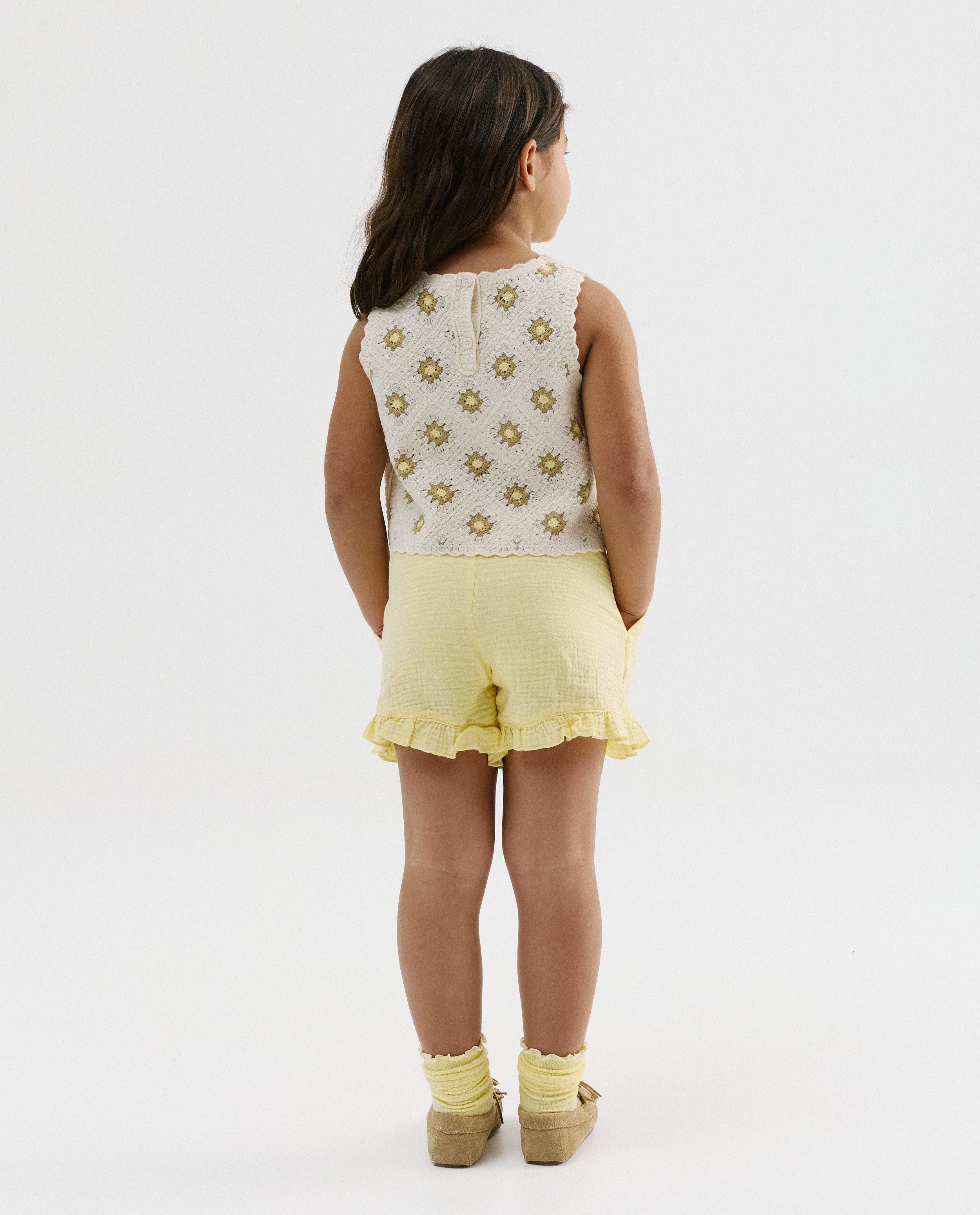 Short en t&eacute;tra avec n&oelig;ud, 92-134 - D&eacute;tails du produit - jaune claire - image num&eacute;ro 2