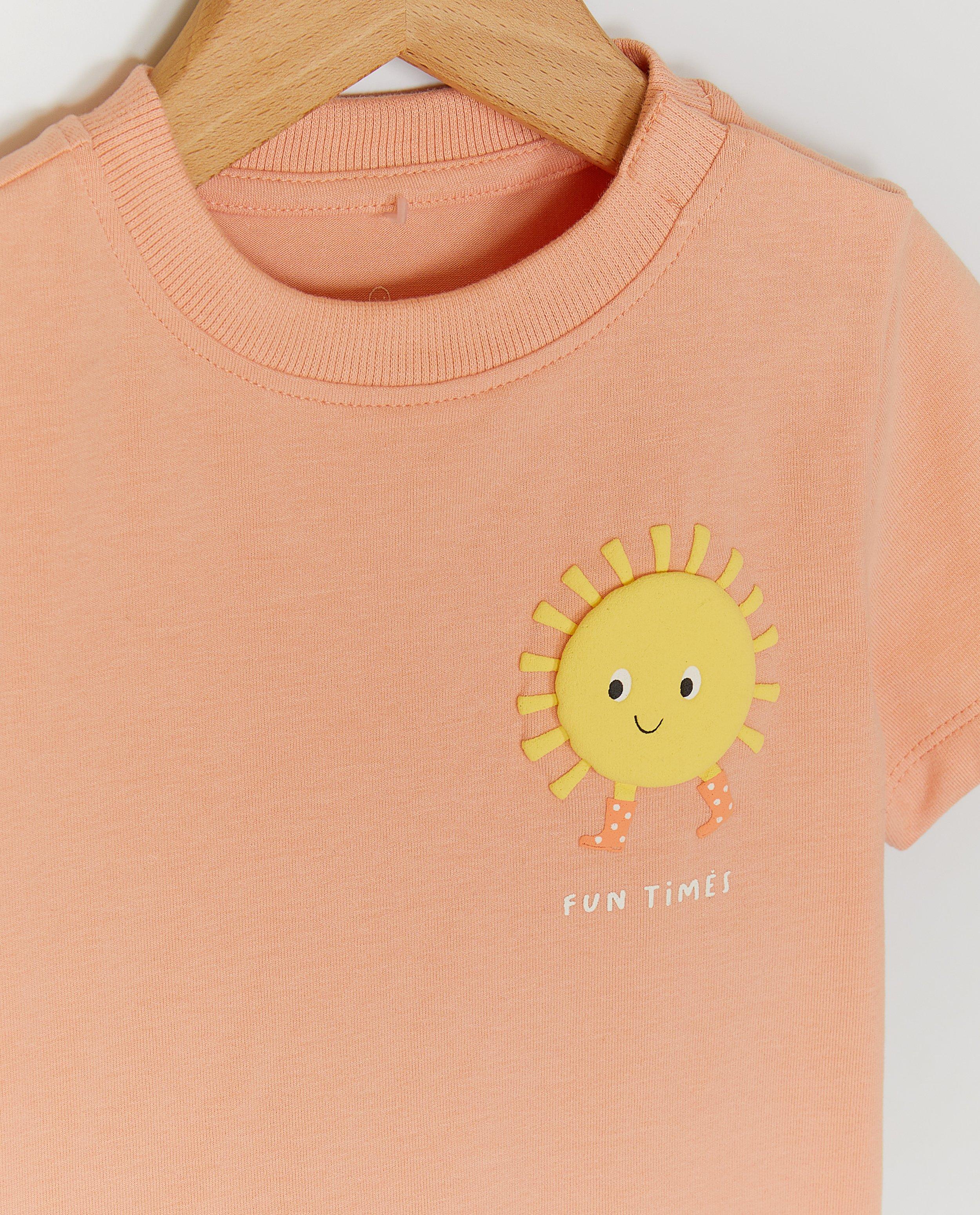 T-shirt met reli&euml;fprint zon - Product Detail - lichtoranje - afbeelding nummer 3