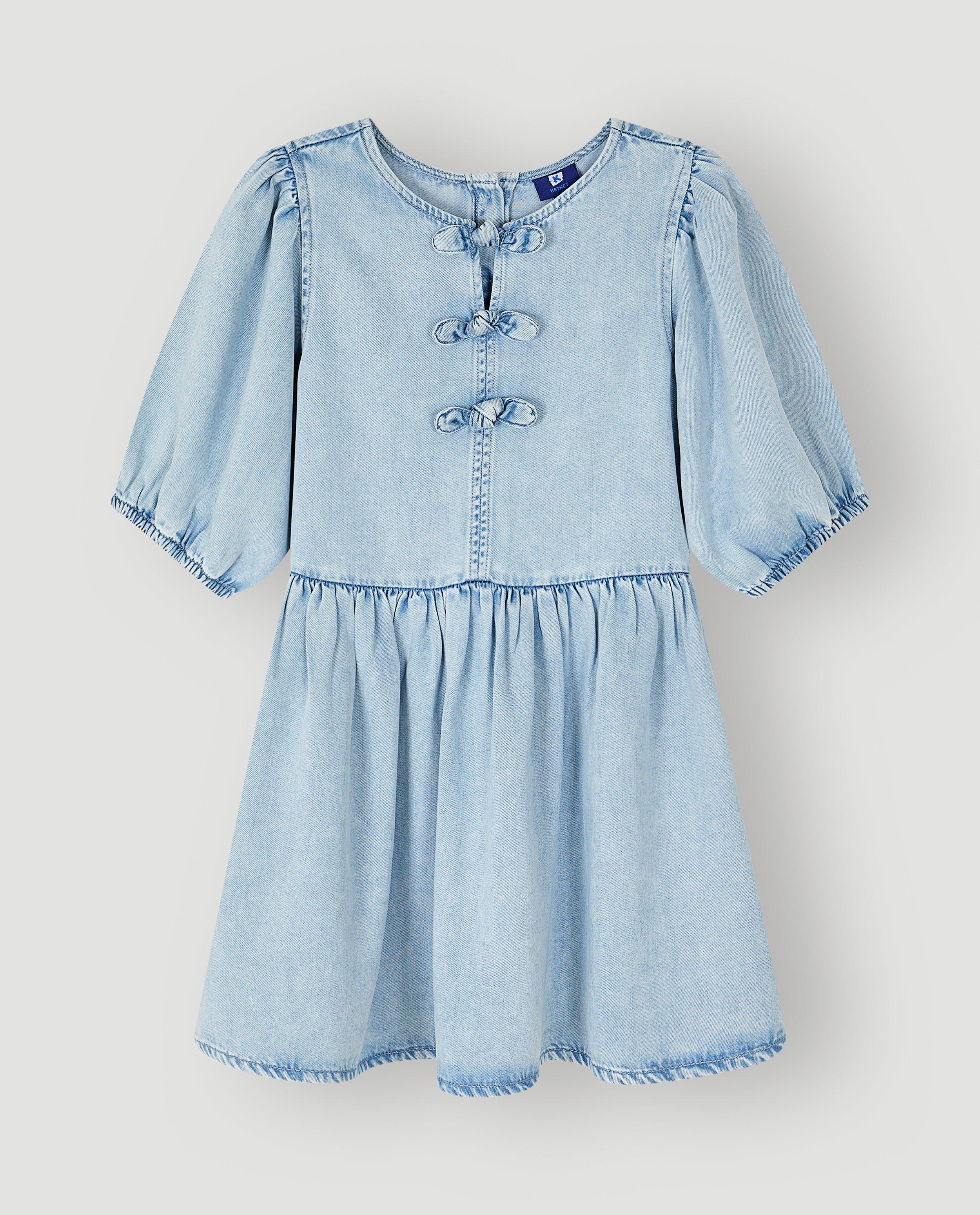 Kleedjes - Jeansjurk met strikjes