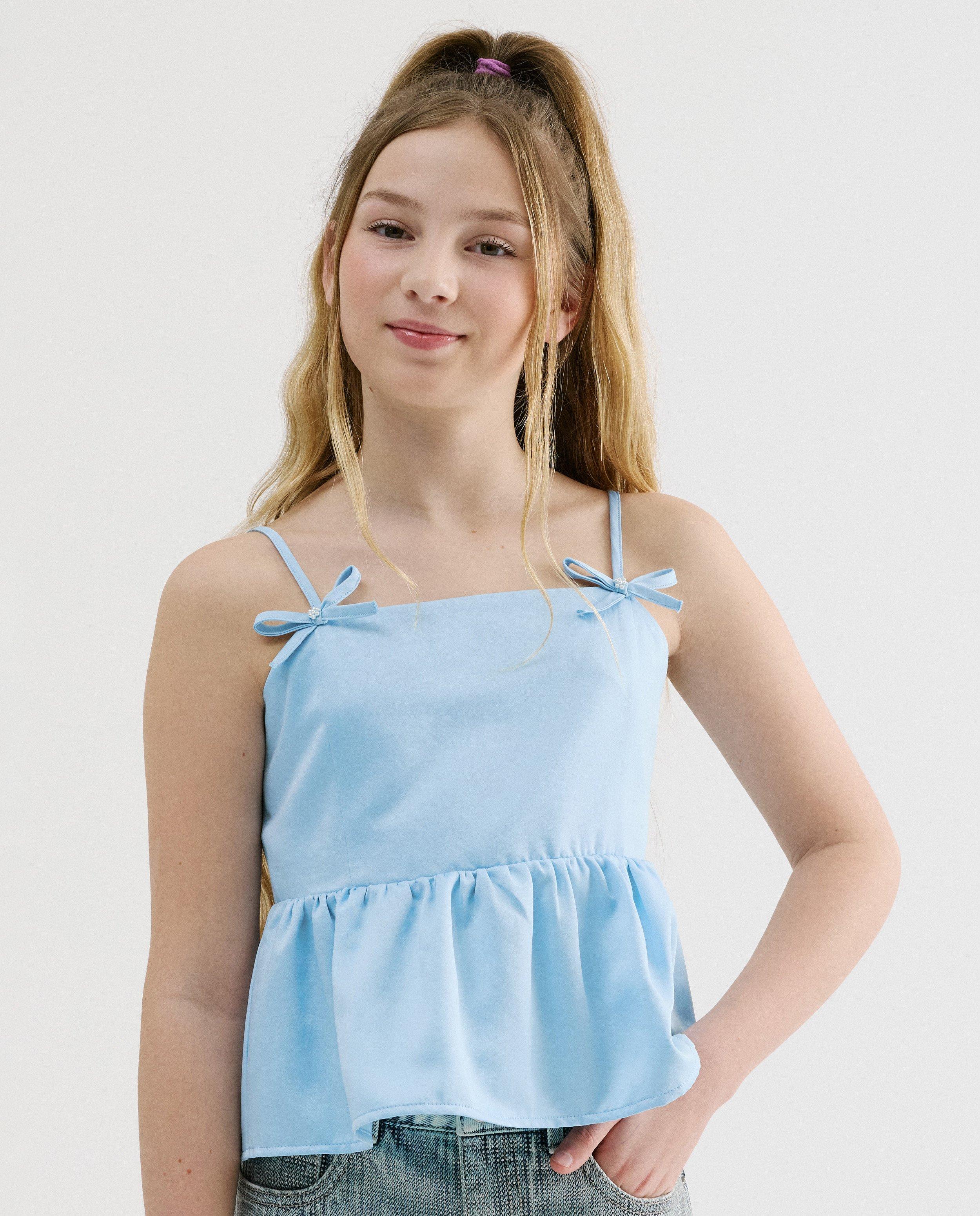 Satijnen top met strikjes