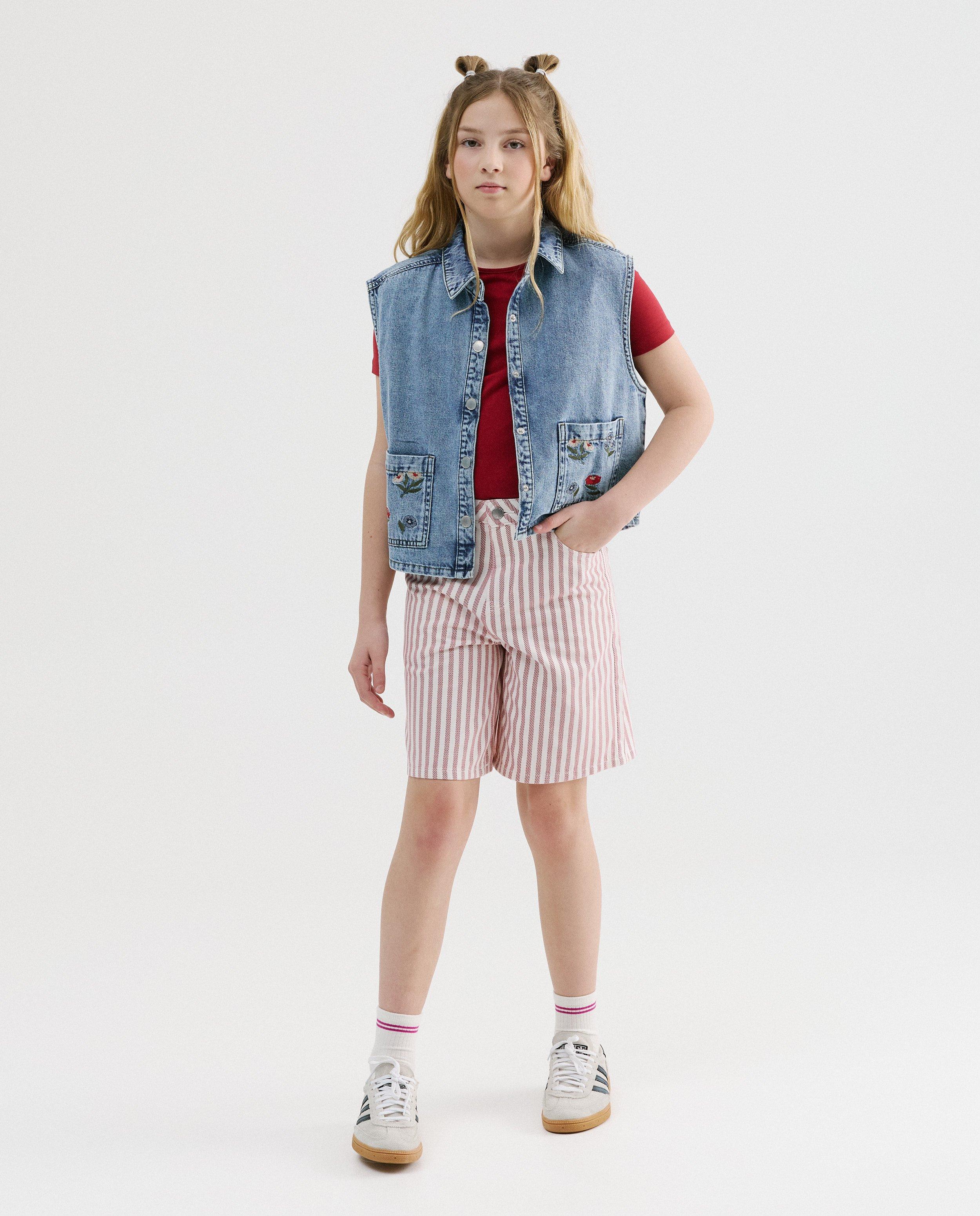 Jeansshort met strepen - Product Detail - rood - afbeelding nummer 1