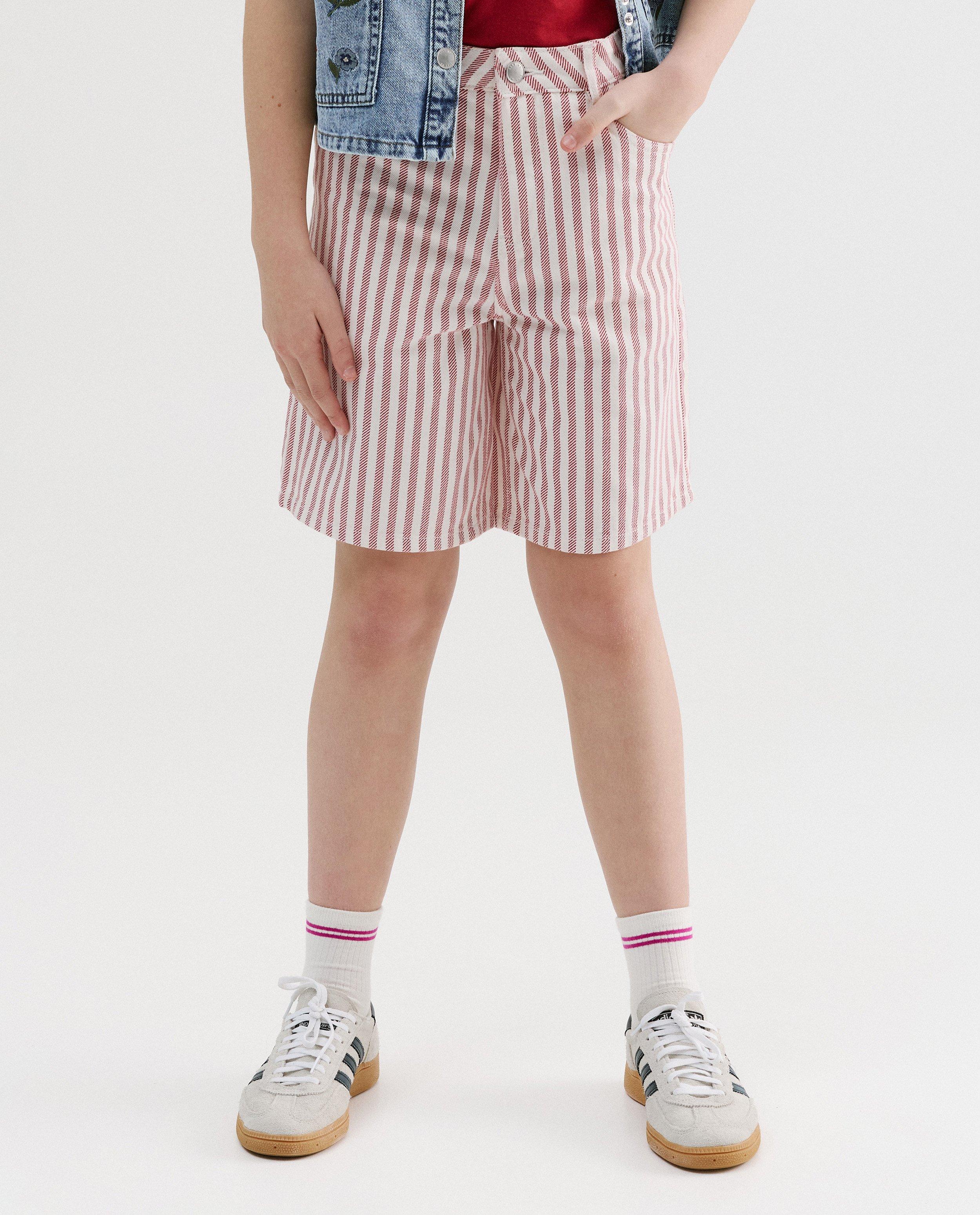 Jeansshort met strepen - Product Detail - rood - afbeelding nummer 3