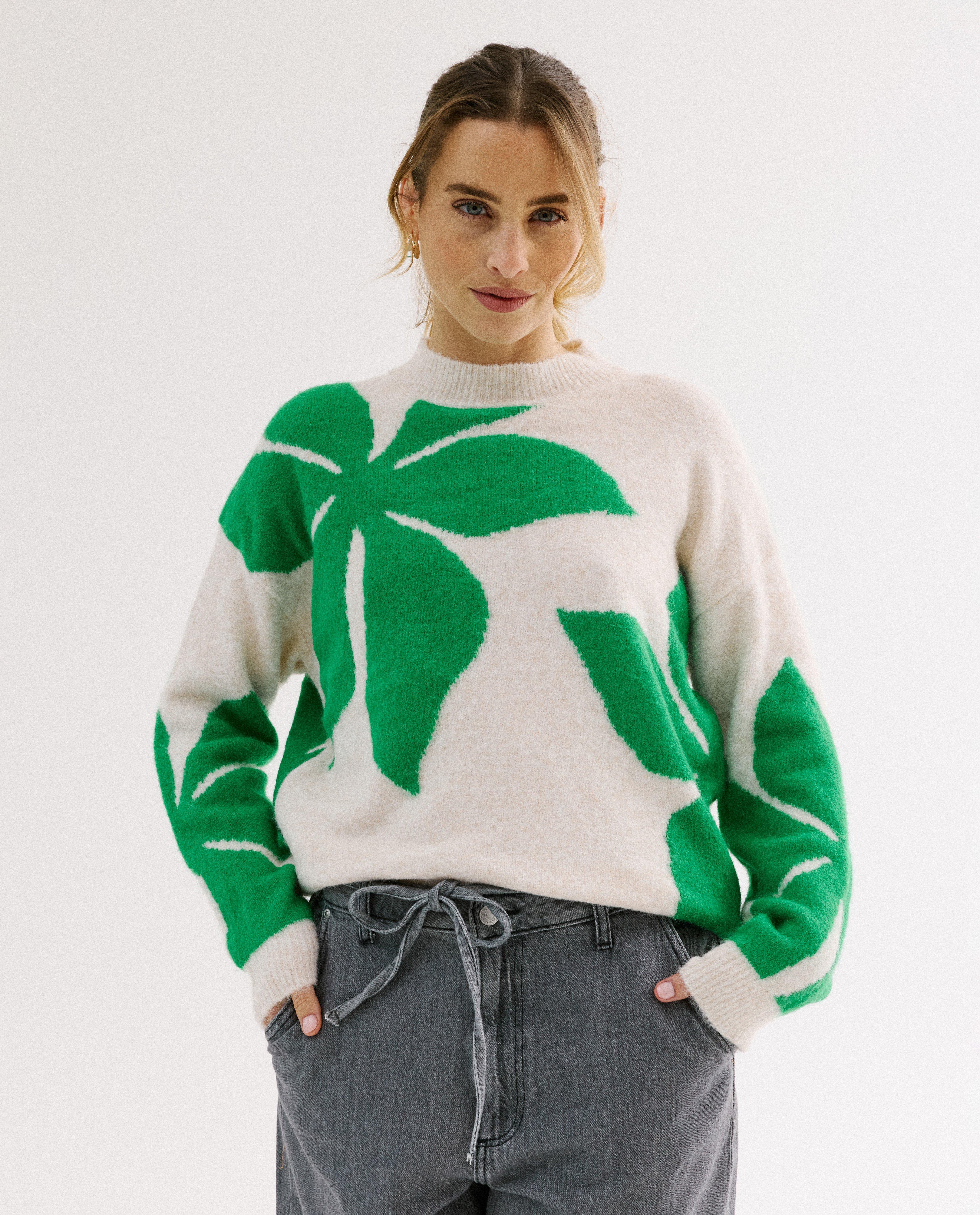 Trui met bloemenpatroon - Product Detail - khaki - afbeelding nummer 1