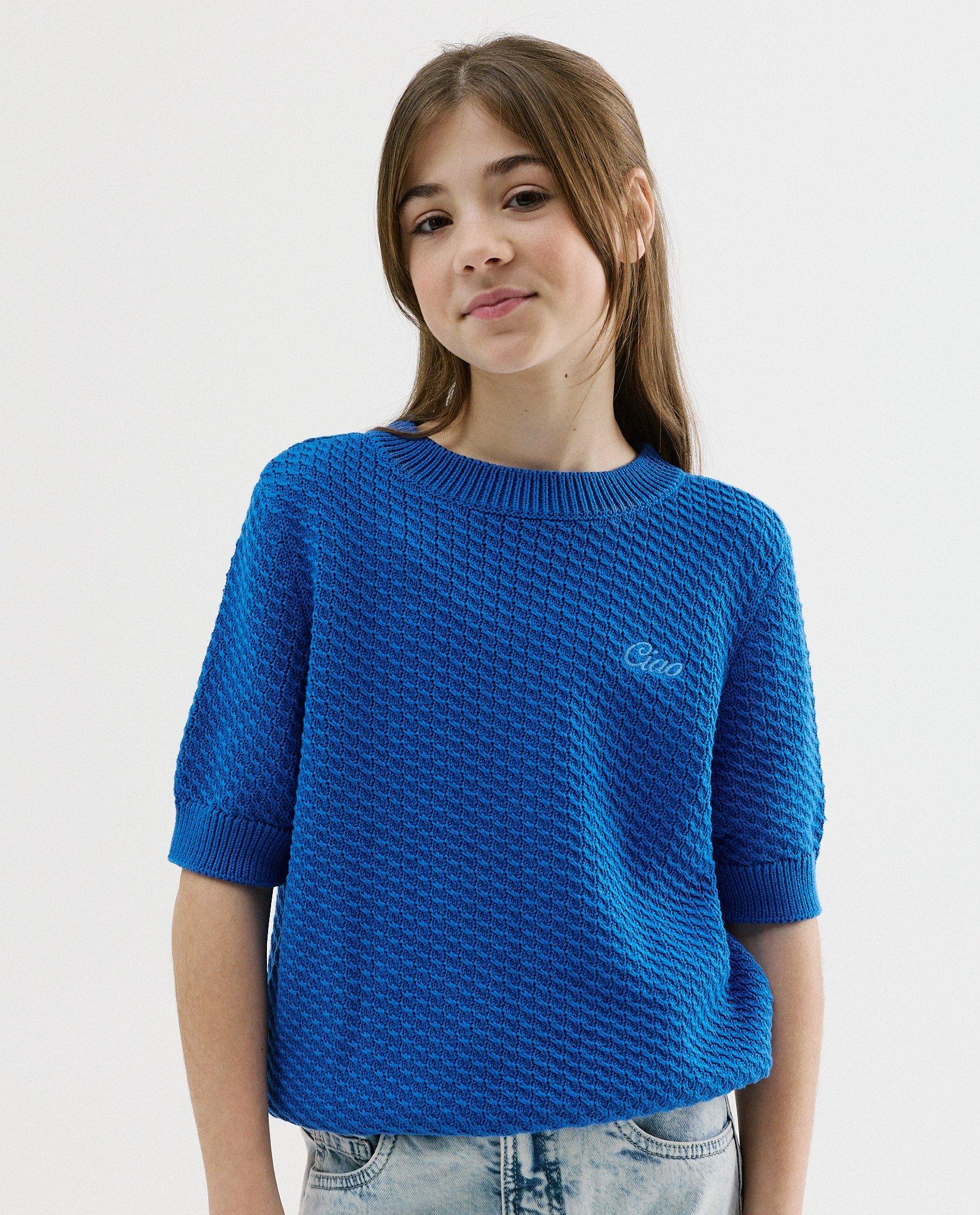 Pull crochet - D&eacute;tails du produit - bleu - image num&eacute;ro 1