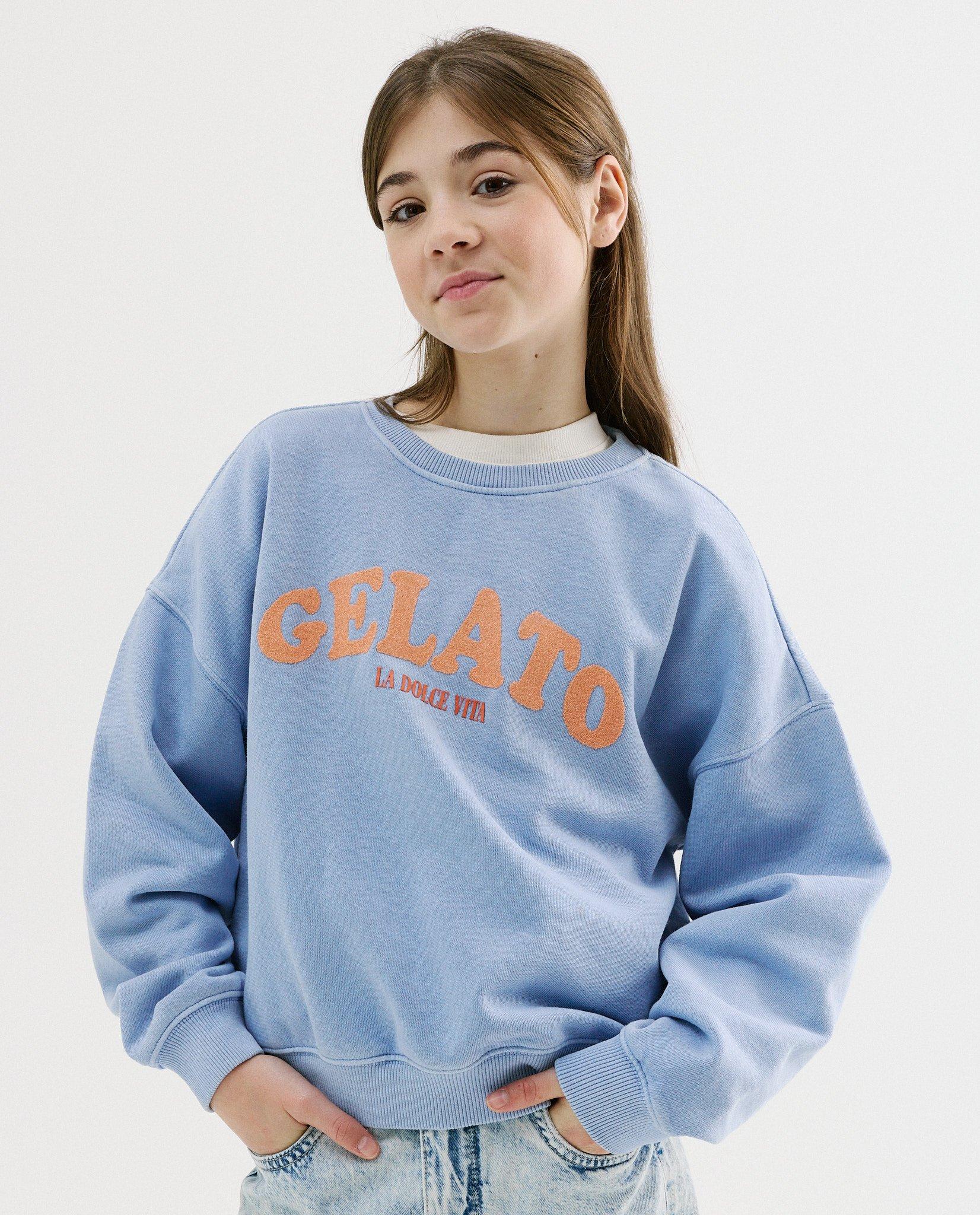 Sweater avec inscription - D&eacute;tails du produit - bleu clair - image num&eacute;ro 1