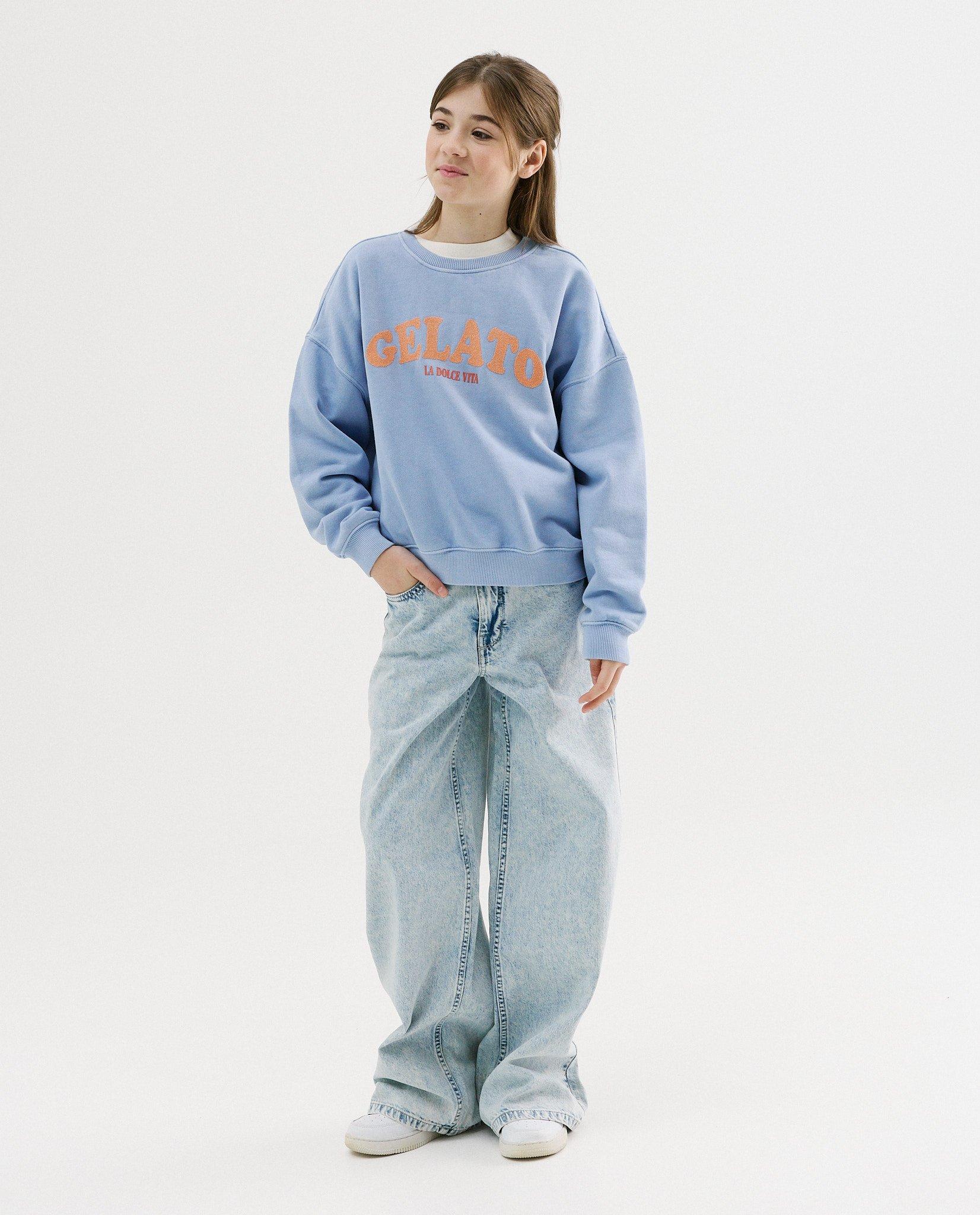 Sweater avec inscription - D&eacute;tails du produit - bleu clair - image num&eacute;ro 2