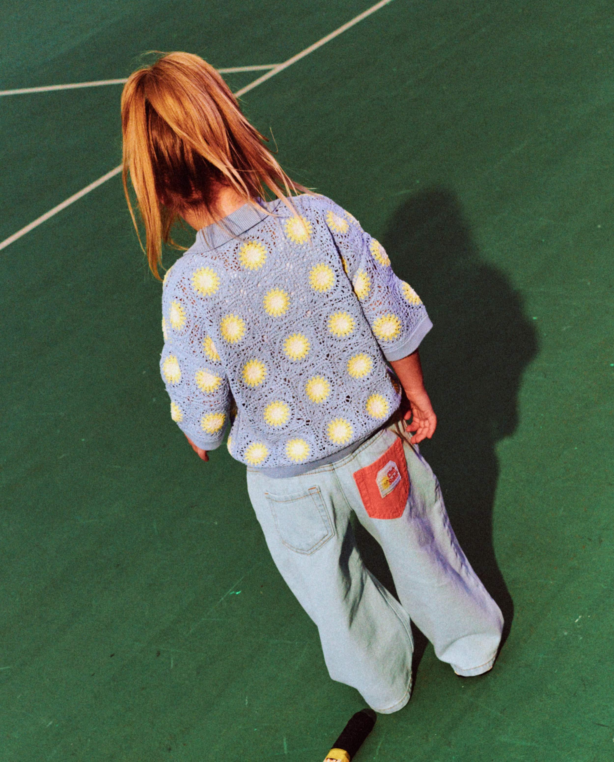 Pull en crochet avec motif - D&eacute;tails du produit - bleu clair - image num&eacute;ro 2