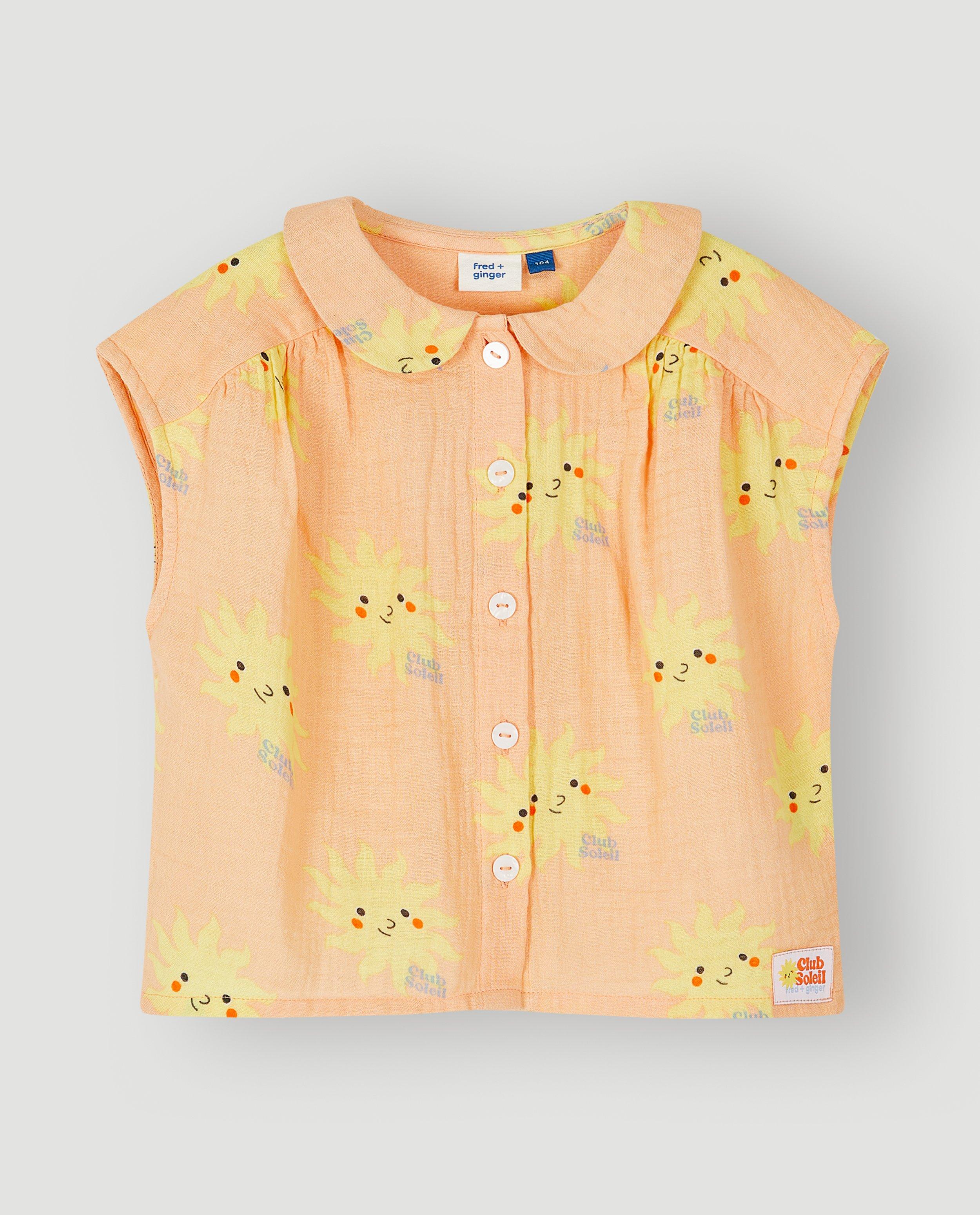 Blouse en t&eacute;tra avec imprim&eacute; soleils - D&eacute;tails du produit - orange clair - image num&eacute;ro 2