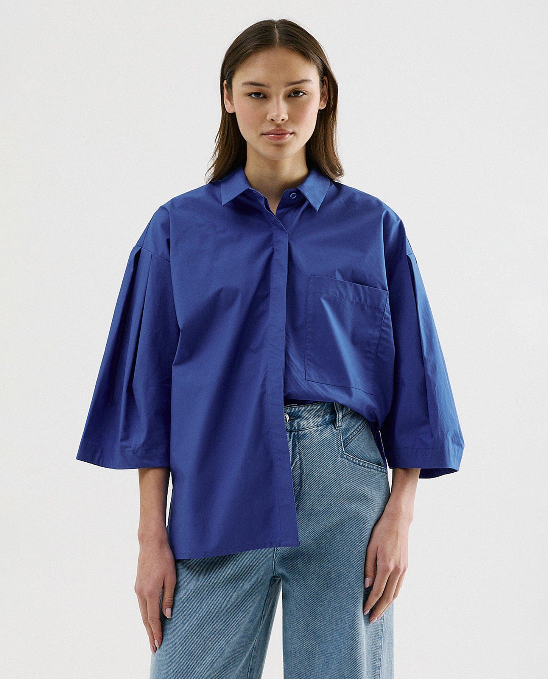 Blauwe hemdblouse - Product Detail - felblauw - afbeelding nummer 1