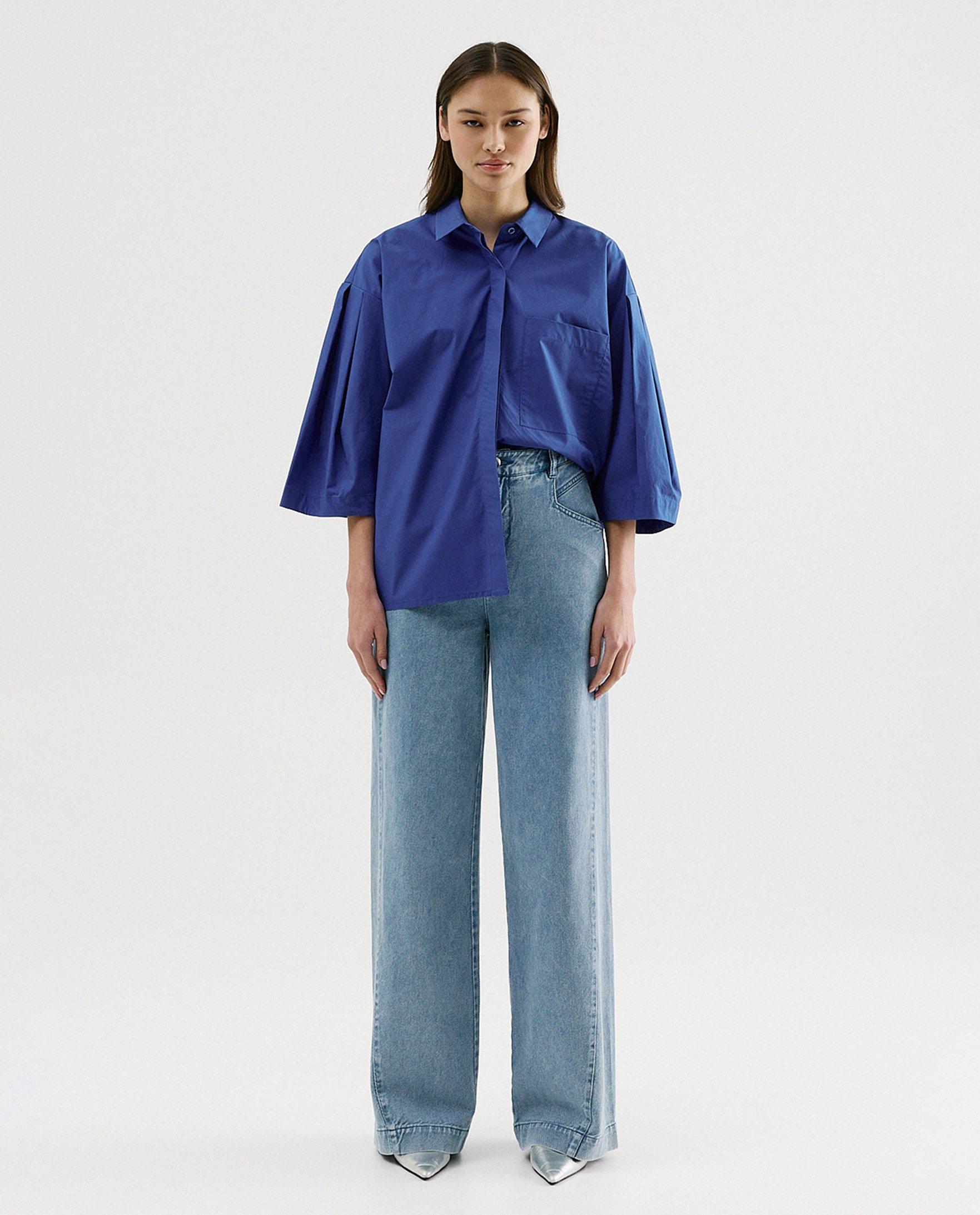 Blauwe hemdblouse - Product Detail - felblauw - afbeelding nummer 2