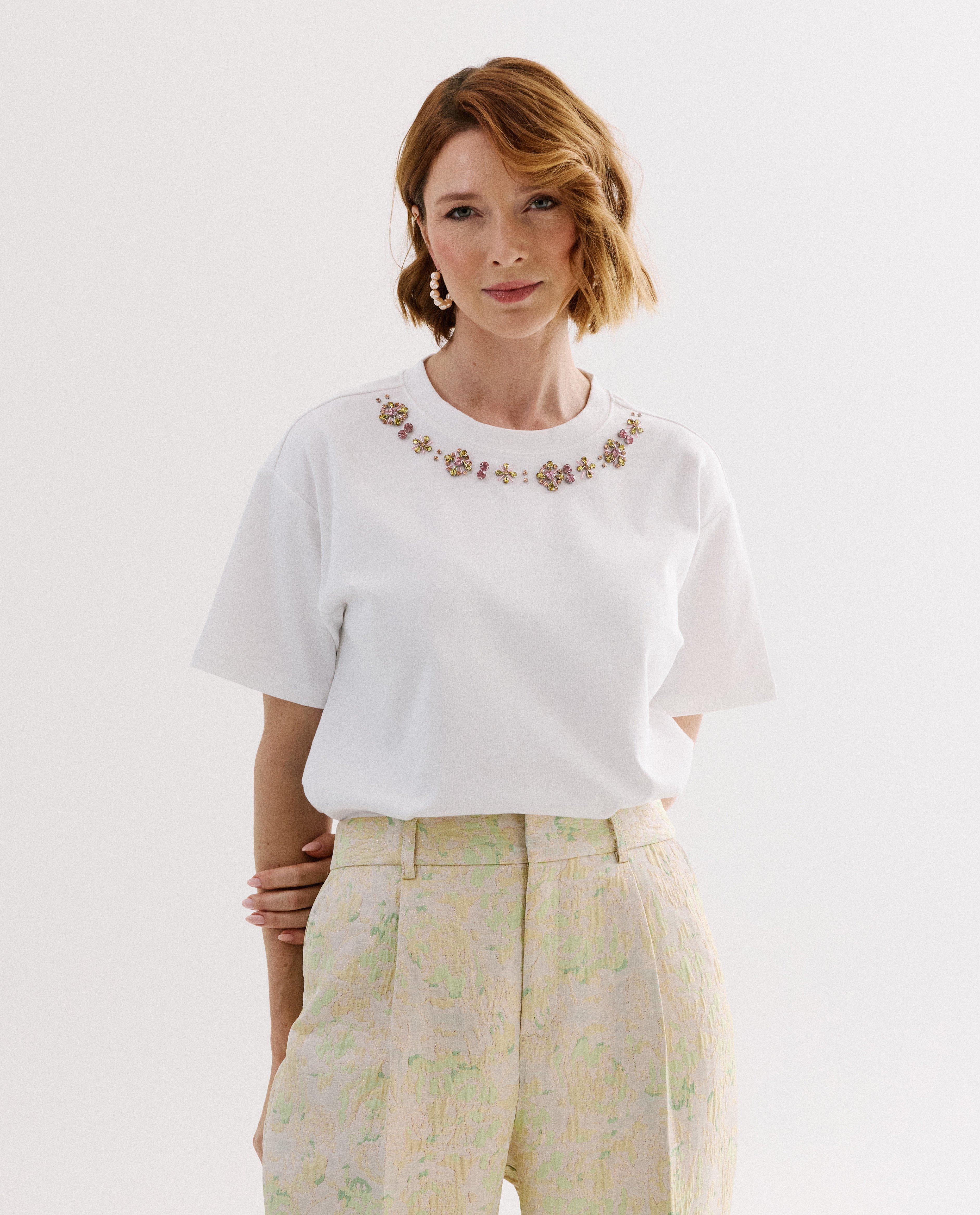 T-shirt met siersteentjes, relaxed fit - Product Detail - wit - afbeelding nummer 1