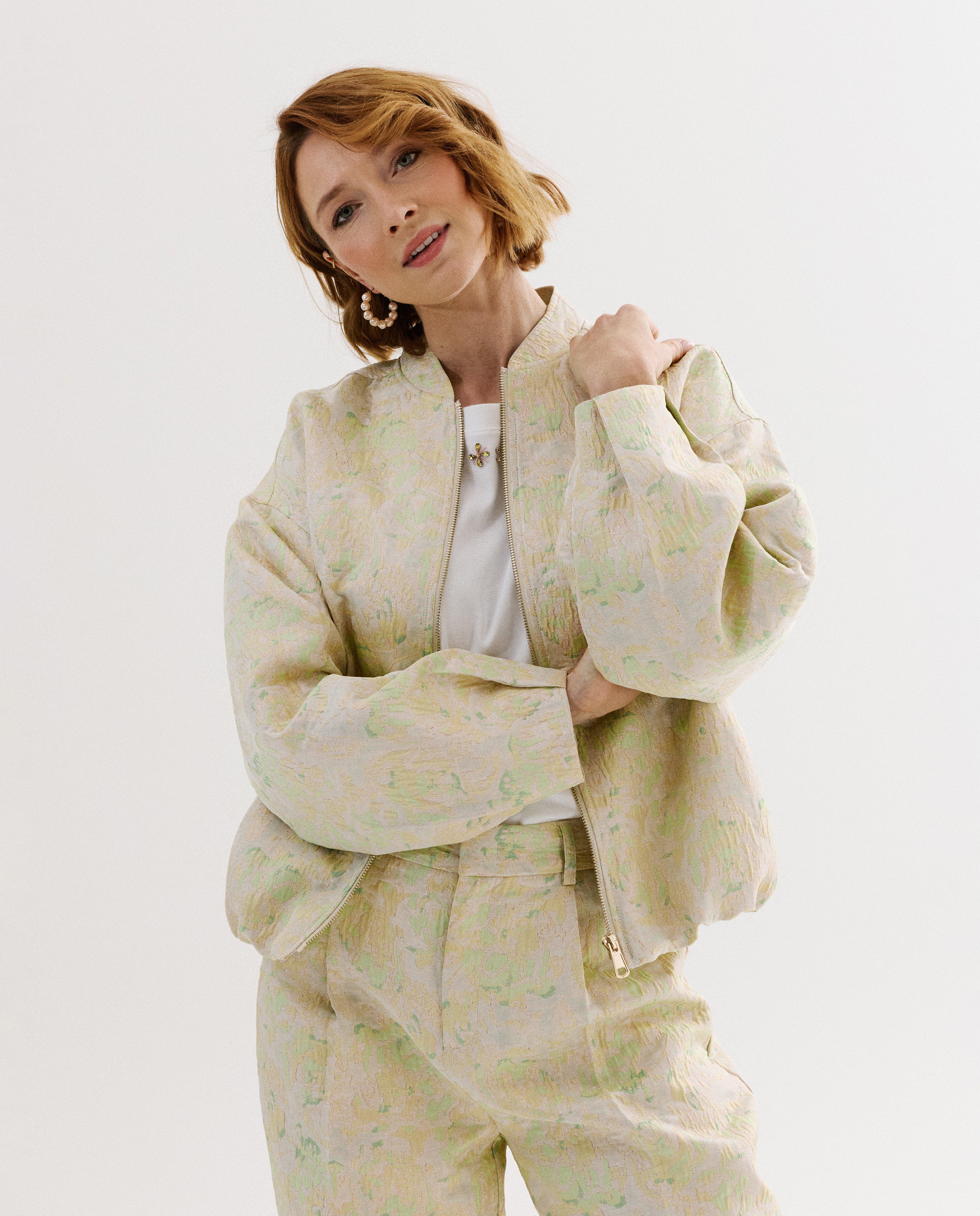 Jacquard bomber met patroon - Product Detail - lichtgroen - afbeelding nummer 1