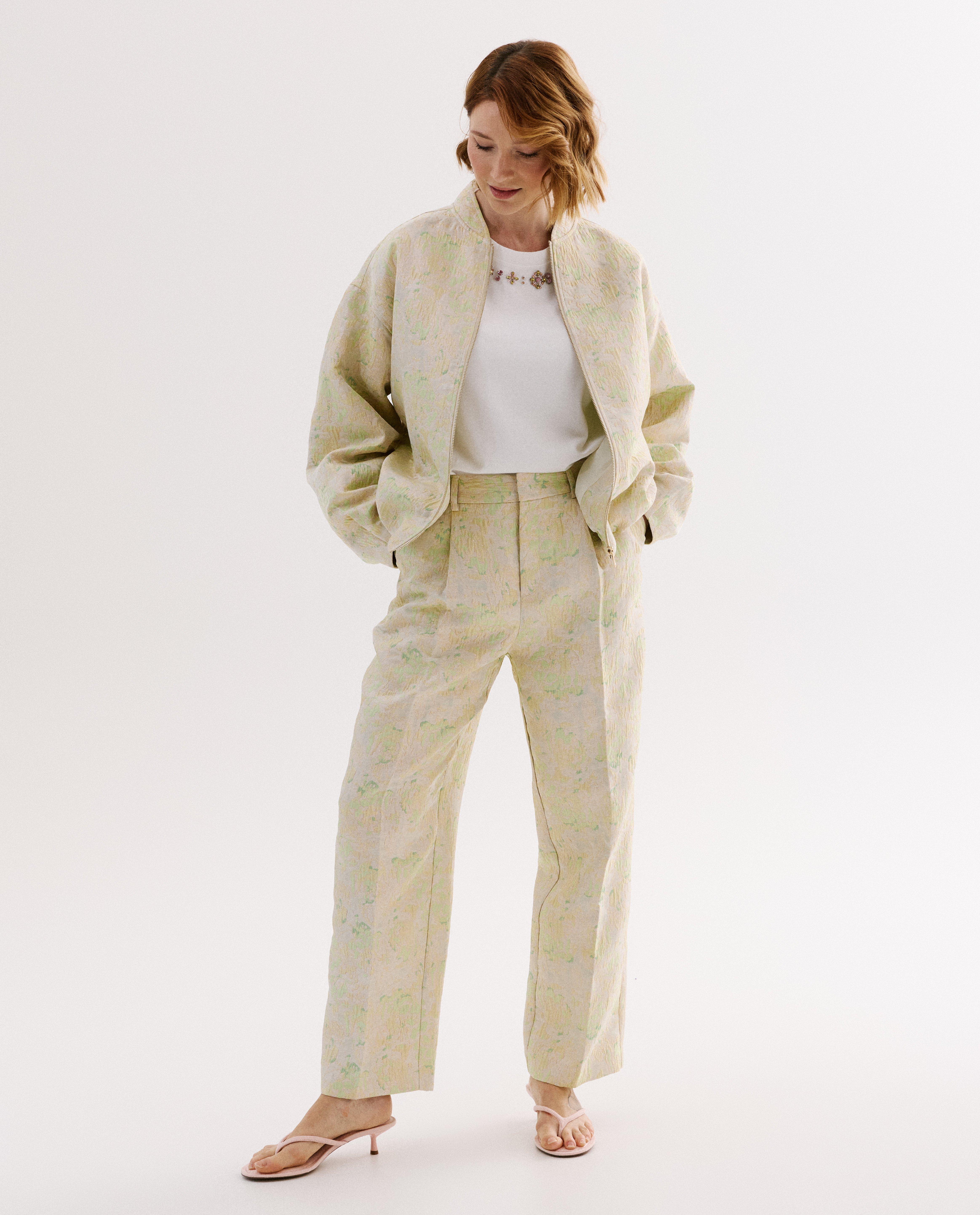 Bomber jacquard avec motif - D&eacute;tails du produit - vert clair - image num&eacute;ro 2