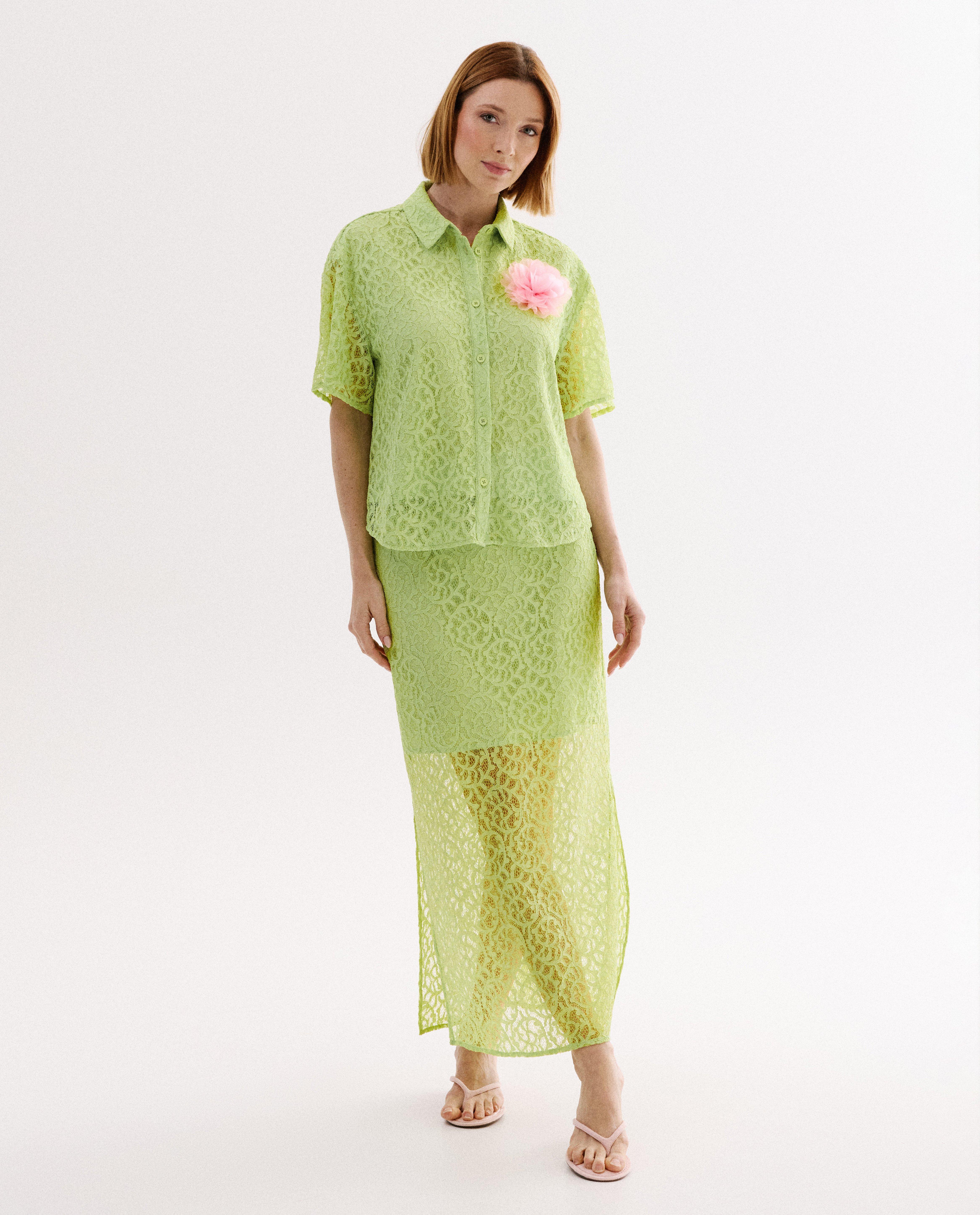 Chemise avec motif - D&eacute;tails du produit - vert clair - image num&eacute;ro 2