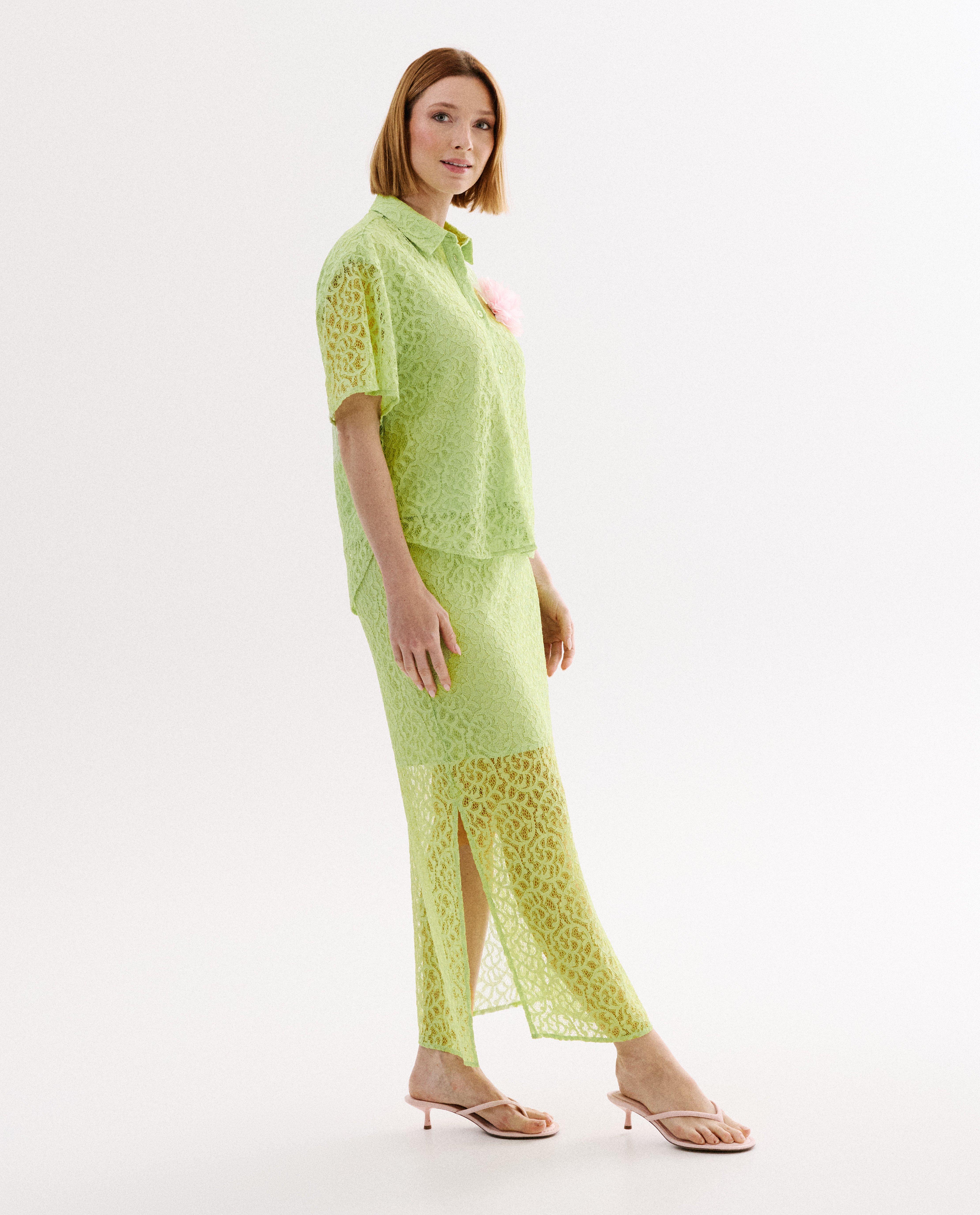 Jupe avec motif floral en dentelle - D&eacute;tails du produit - vert clair - image num&eacute;ro 1