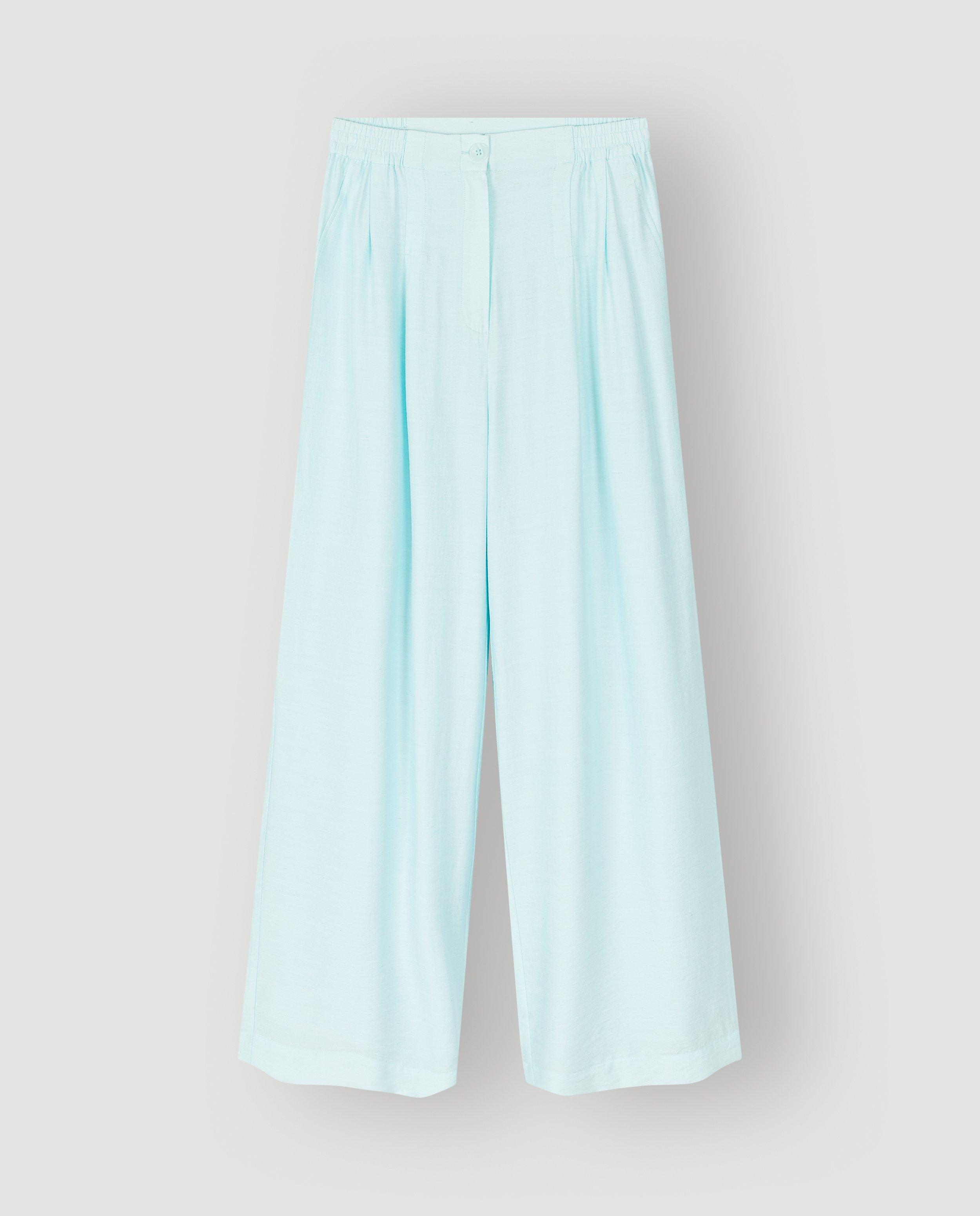 Pantalon vert p&acirc;le, wide leg fit - D&eacute;tails du produit - bleu clair - image num&eacute;ro 5