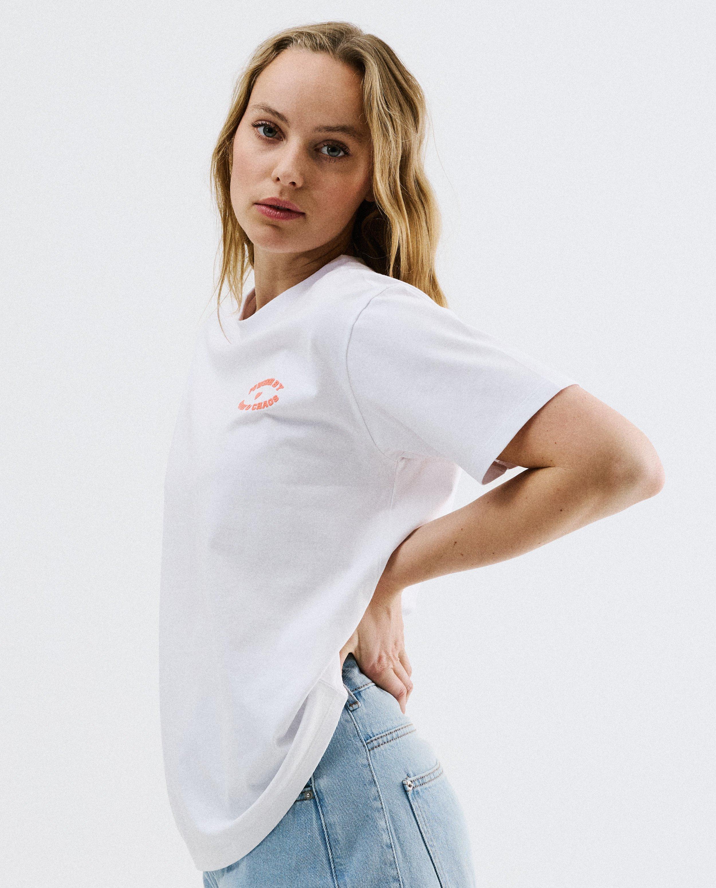 T-shirt met opschrift in reli&euml;f, XS-XXL